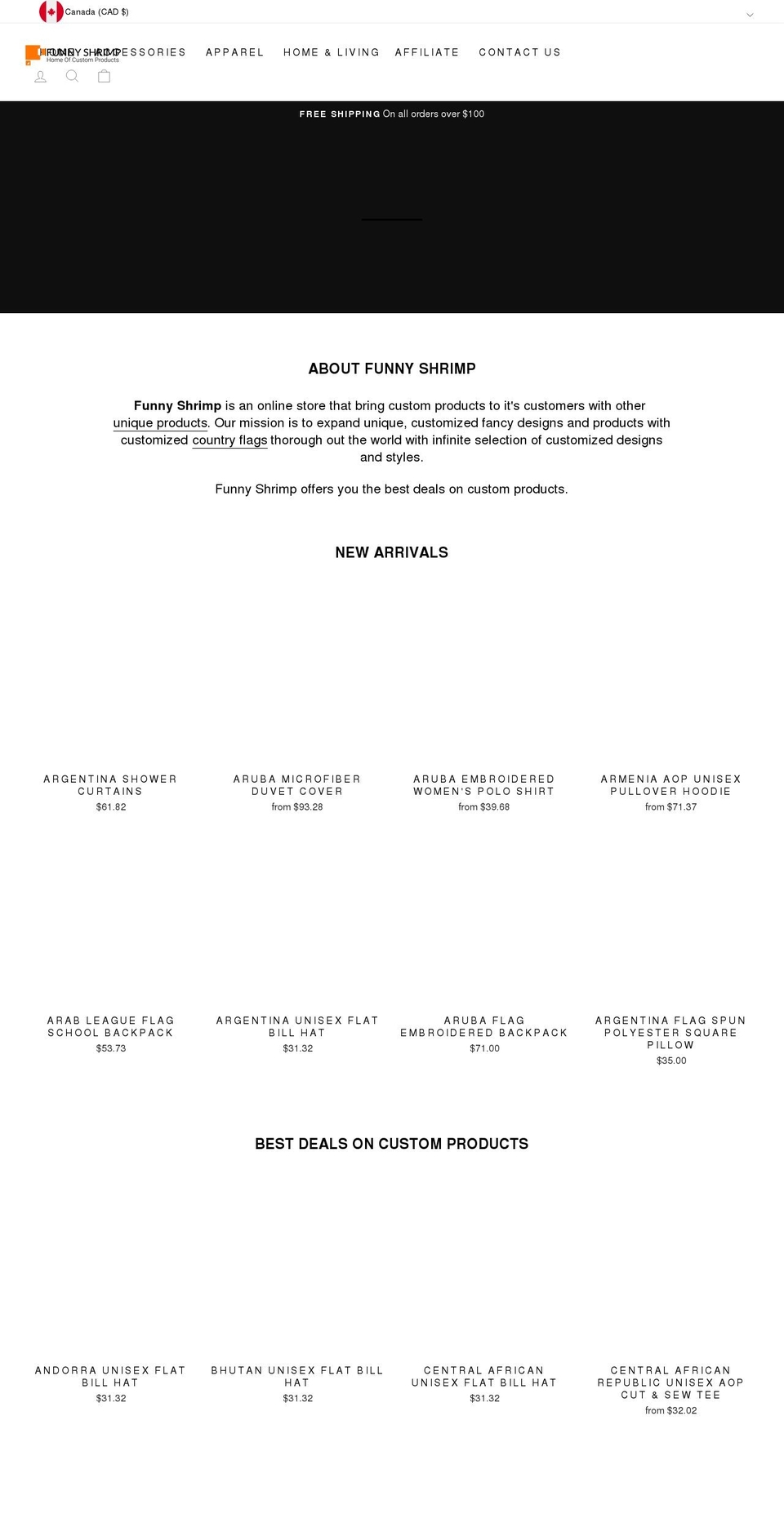 funnyshrimp.com shopify website screenshot