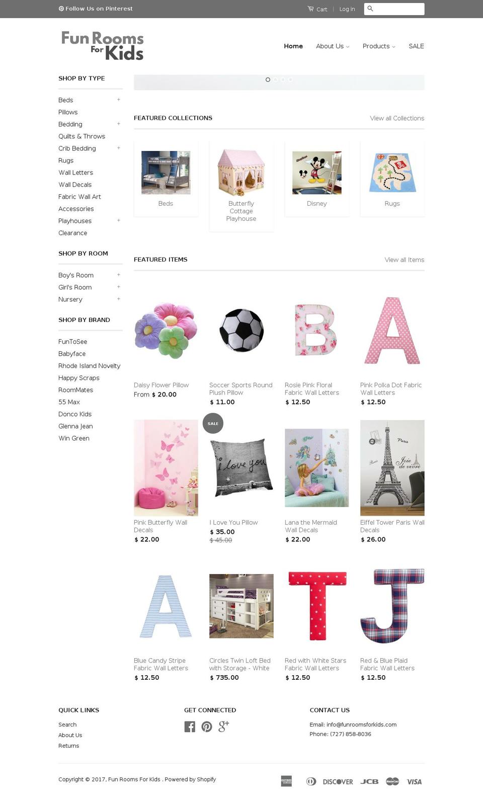funroomsforkids.com shopify website screenshot