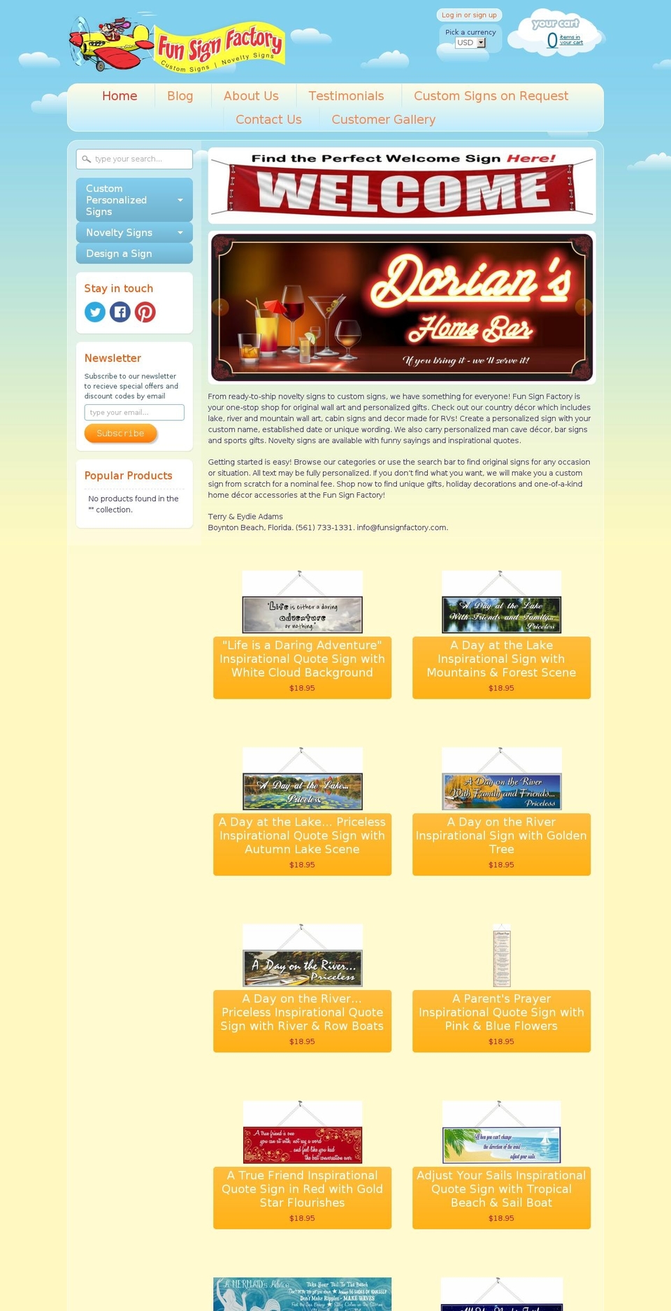 Sunrise Shopify theme site example funsignfactory.myshopify.com