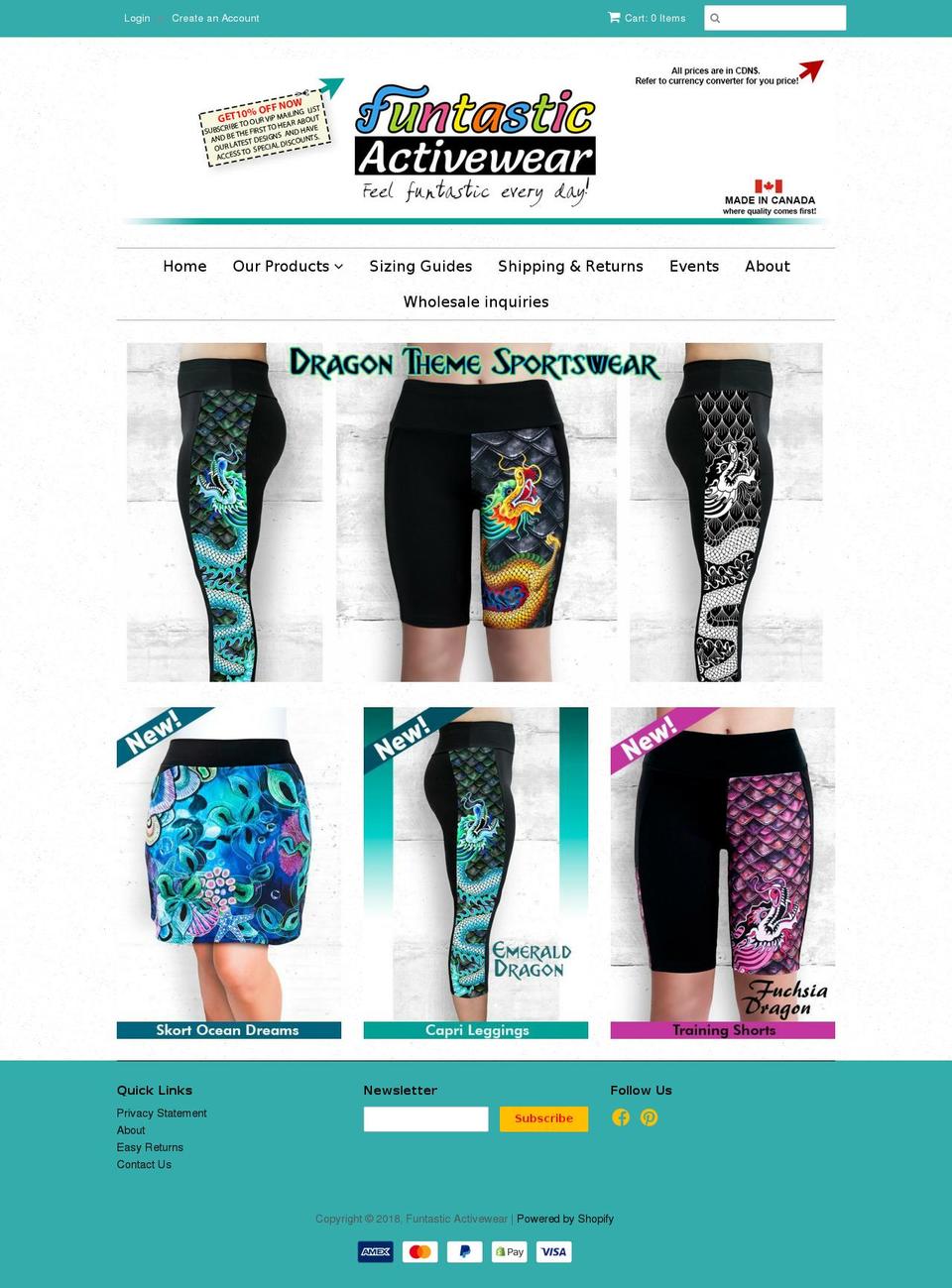 funtasticactivewear.com shopify website screenshot