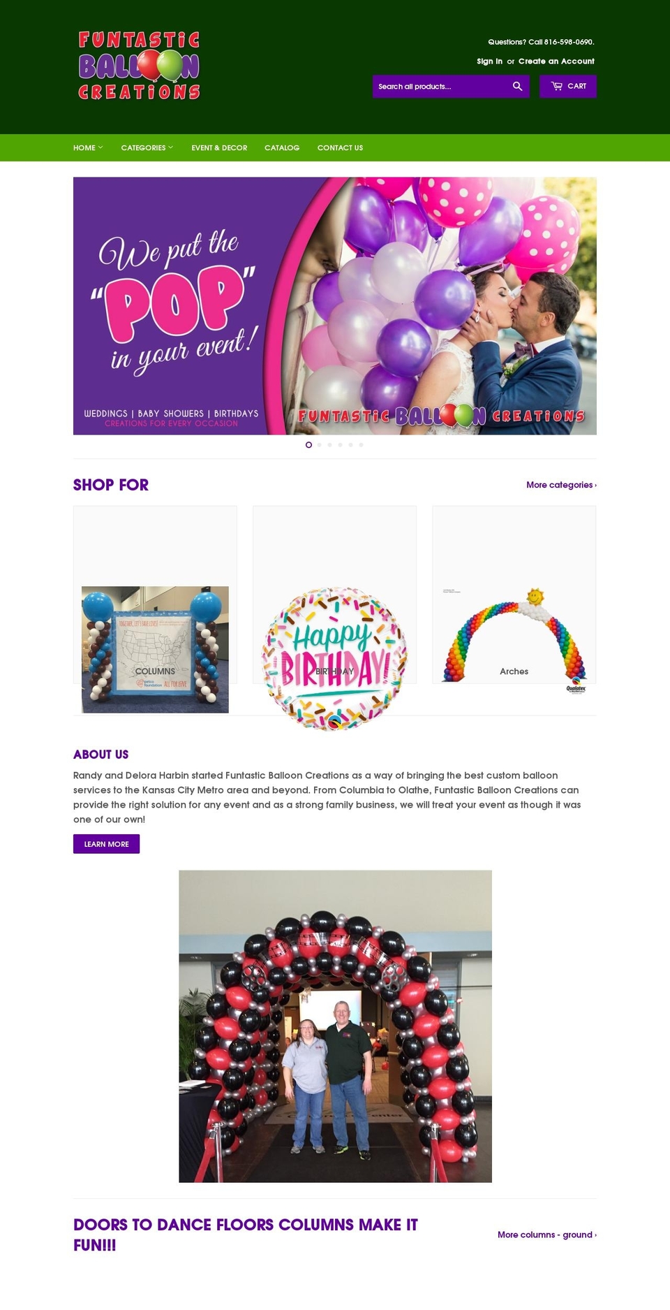 funtasticballooncreations.com shopify website screenshot