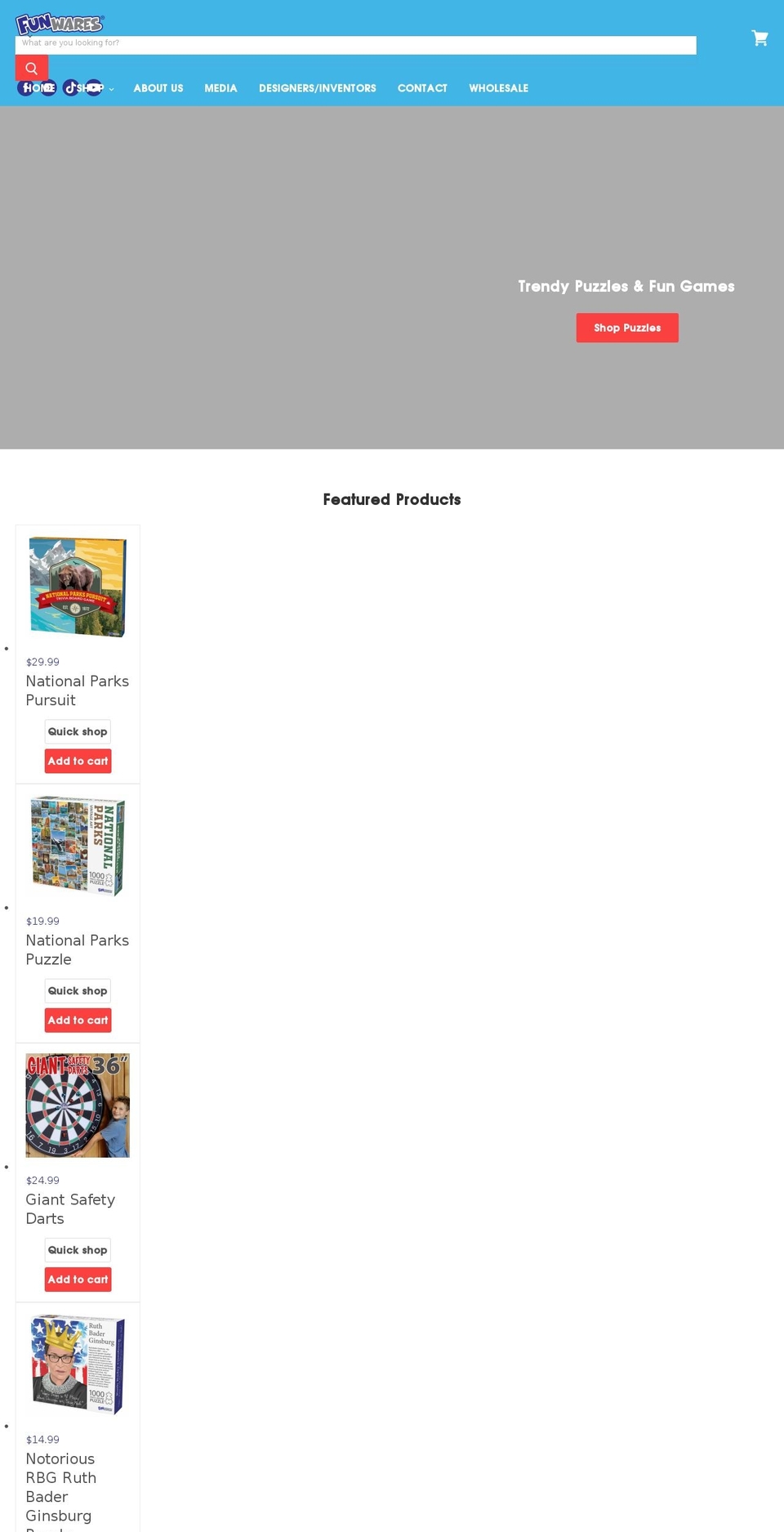 funwaresgifts.com shopify website screenshot
