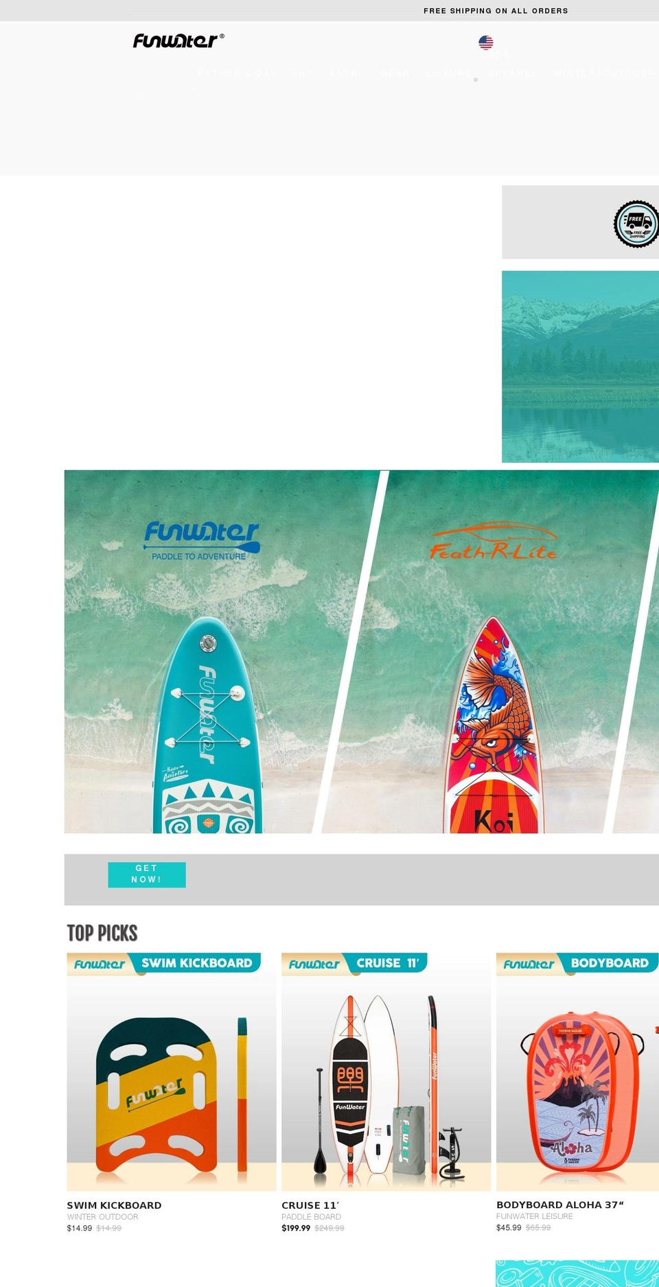 funwaterboard.com shopify website screenshot