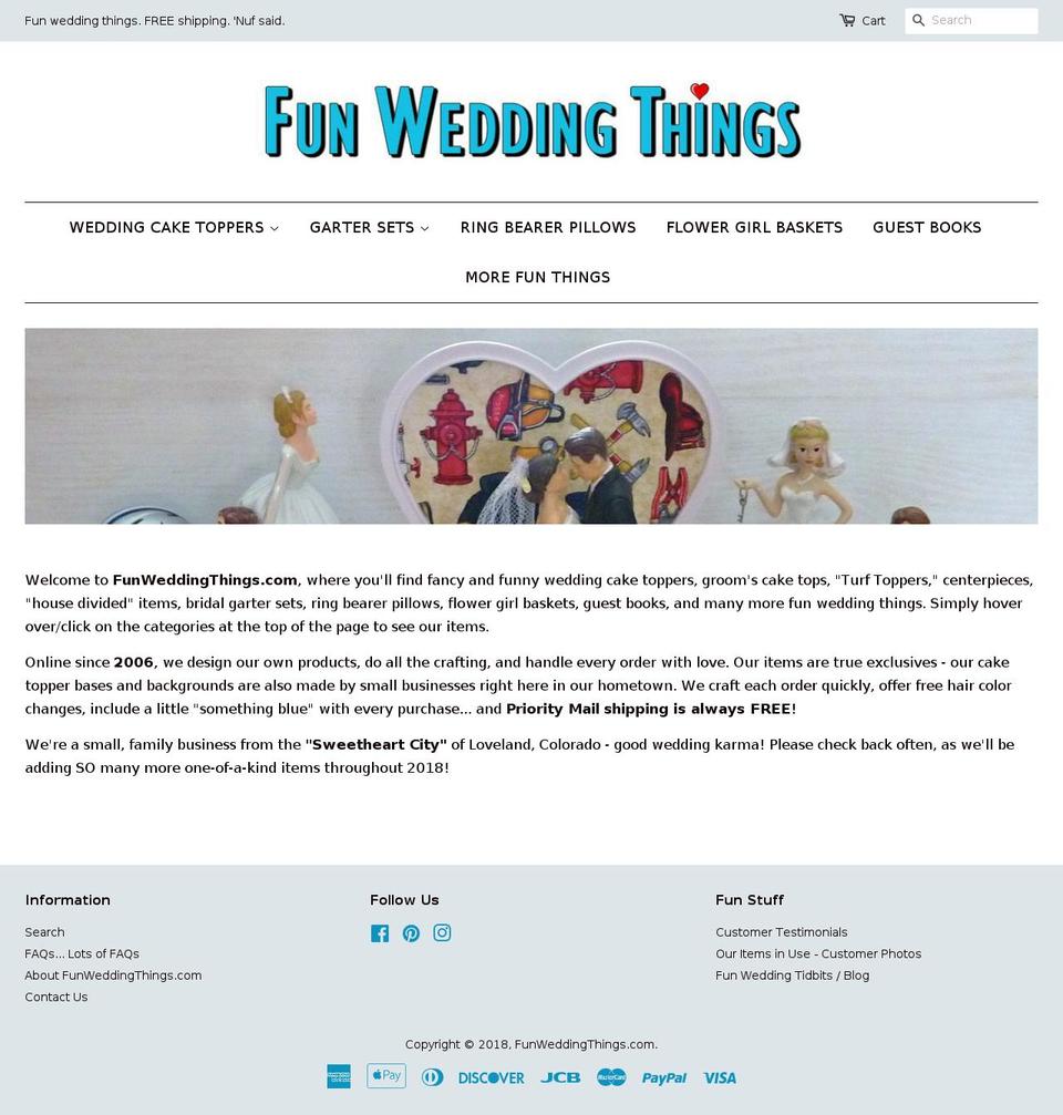 funweddingthings.com shopify website screenshot