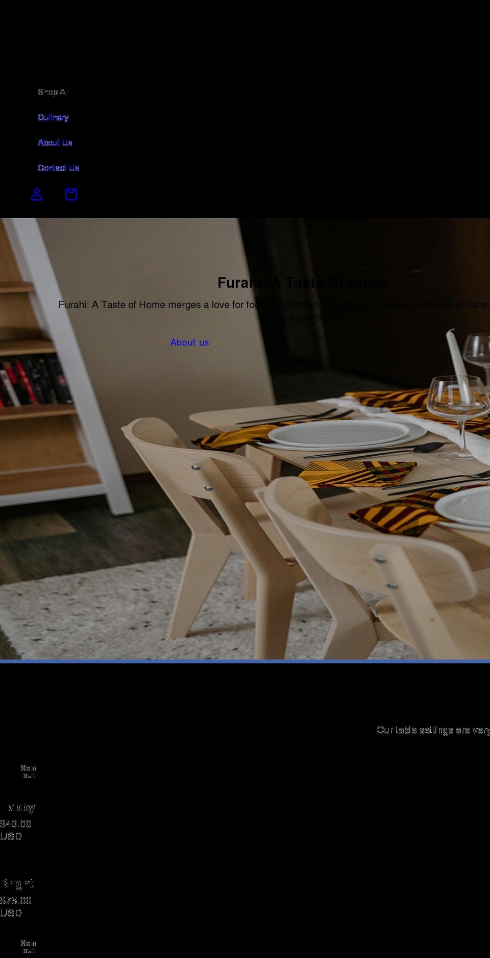 furahiatasteofhome.com shopify website screenshot