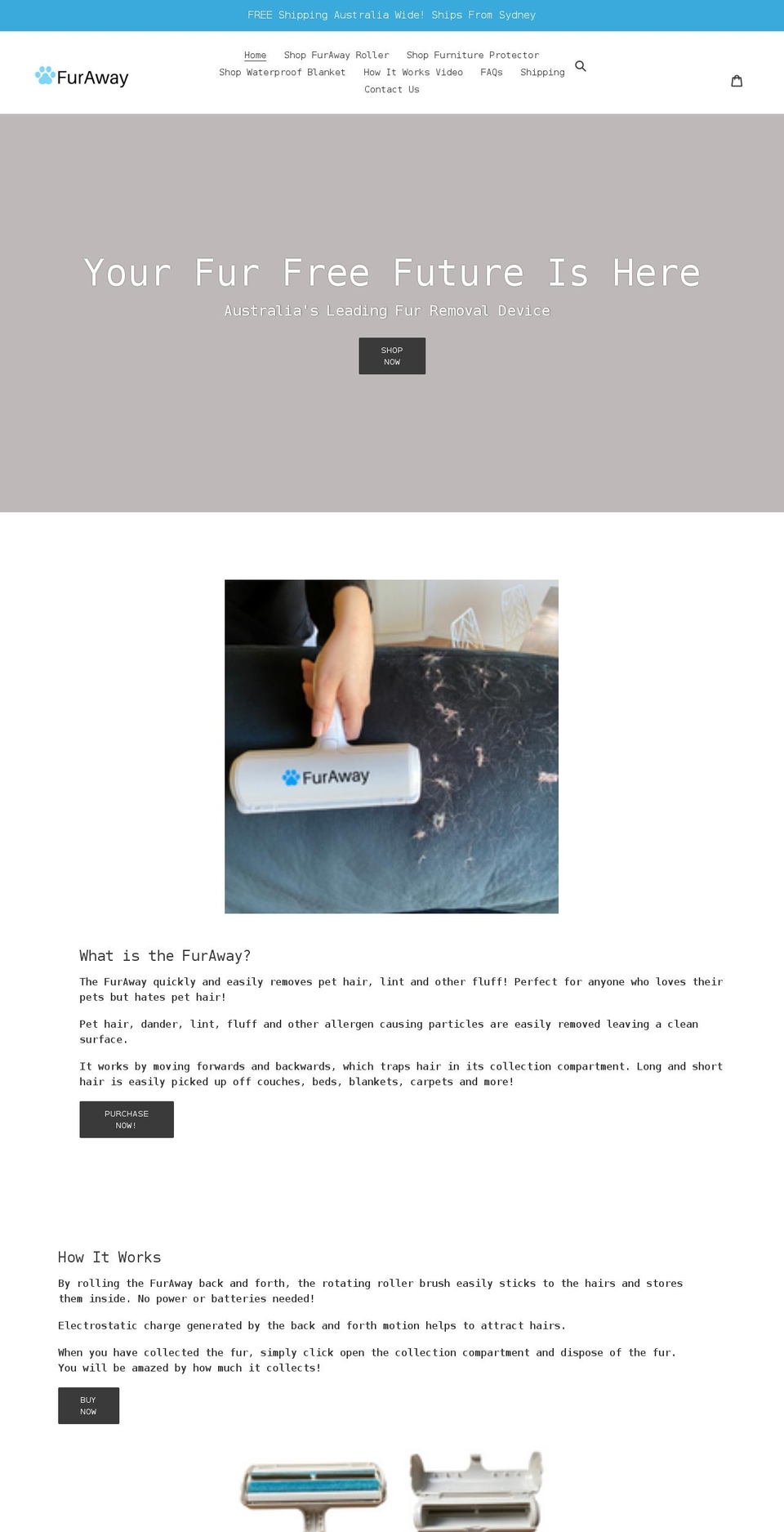 furaway.com.au shopify website screenshot