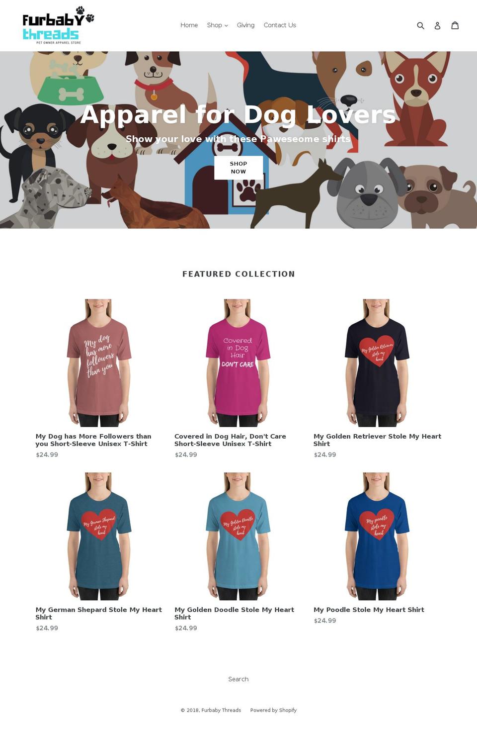 furbabythreads.com — Shopify storefront screenshot