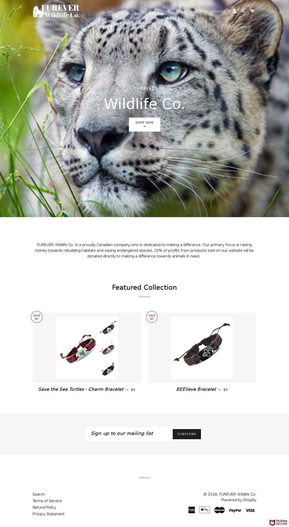 fureverwildlife.com — Shopify storefront screenshot