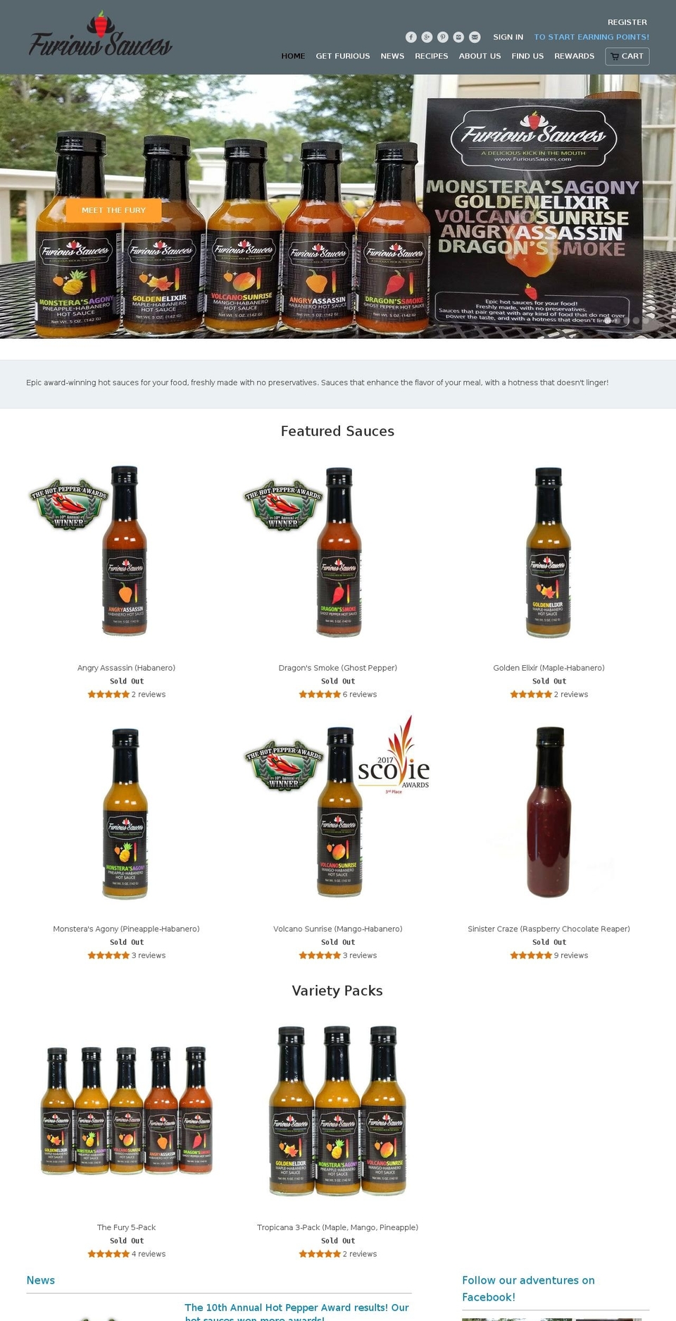 furioussauces.com shopify website screenshot