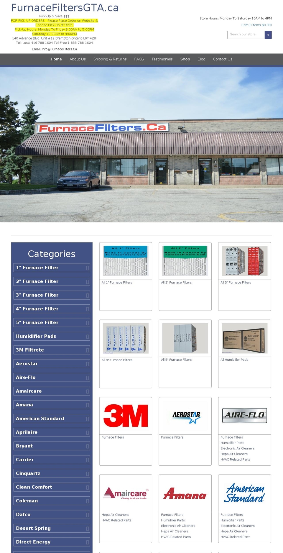 furnacefiltersgta.ca shopify website screenshot