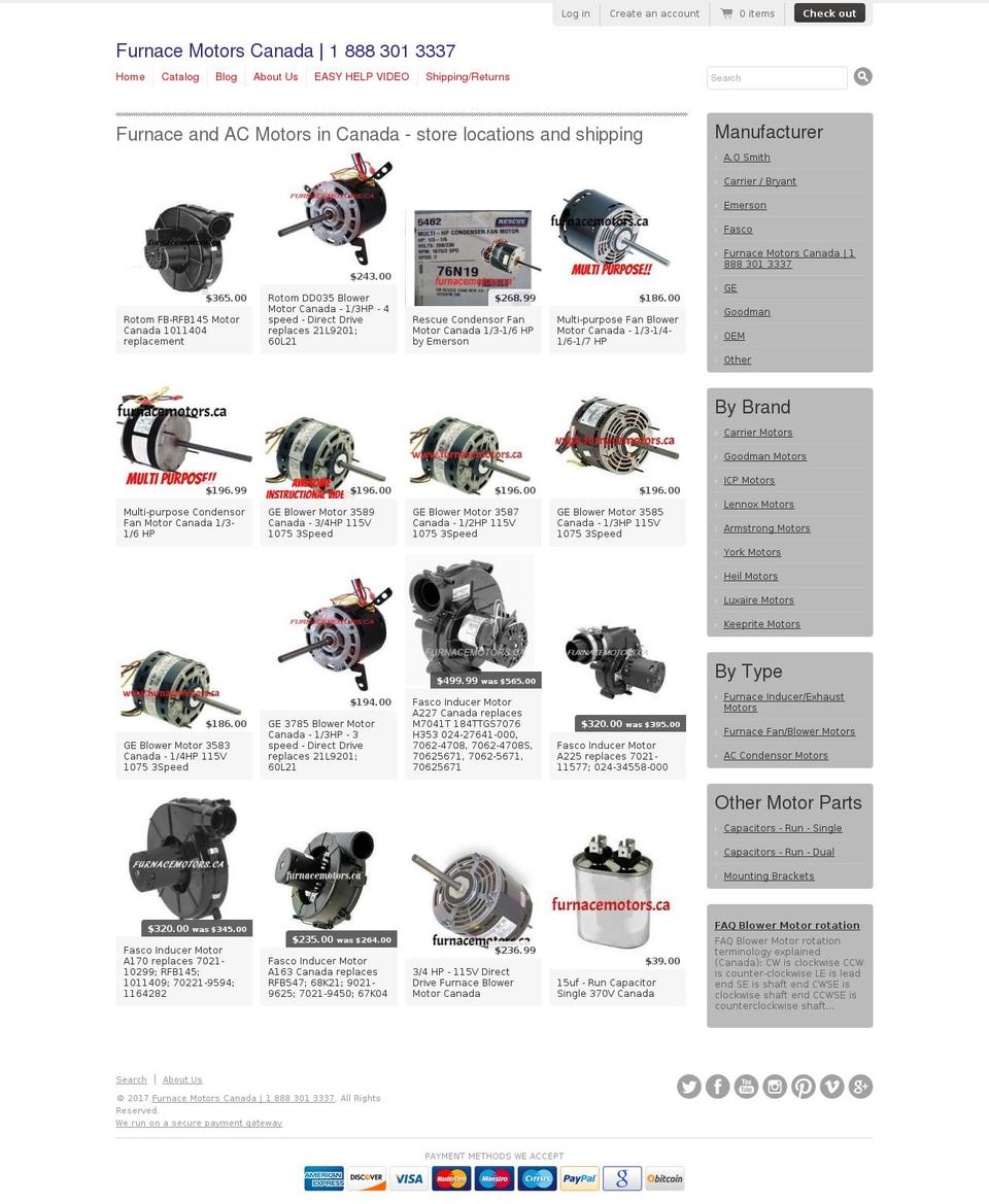 Radiance Shopify theme site example furnacemotors.ca