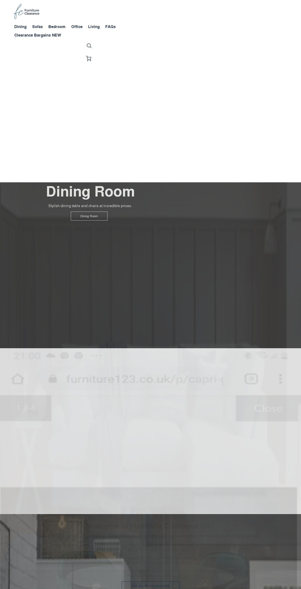 furnitureclearance.co.uk shopify website screenshot