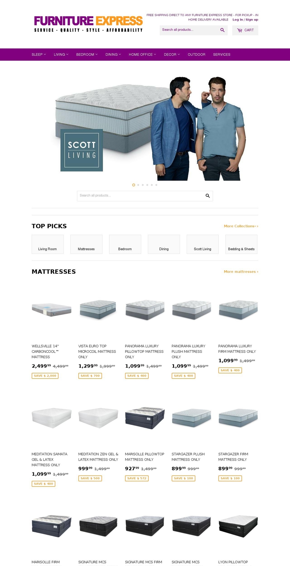 furnitureexpressfreight.com — Shopify storefront screenshot