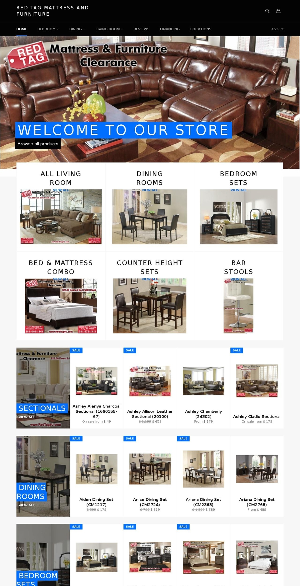 furnitureinhouston.com shopify website screenshot