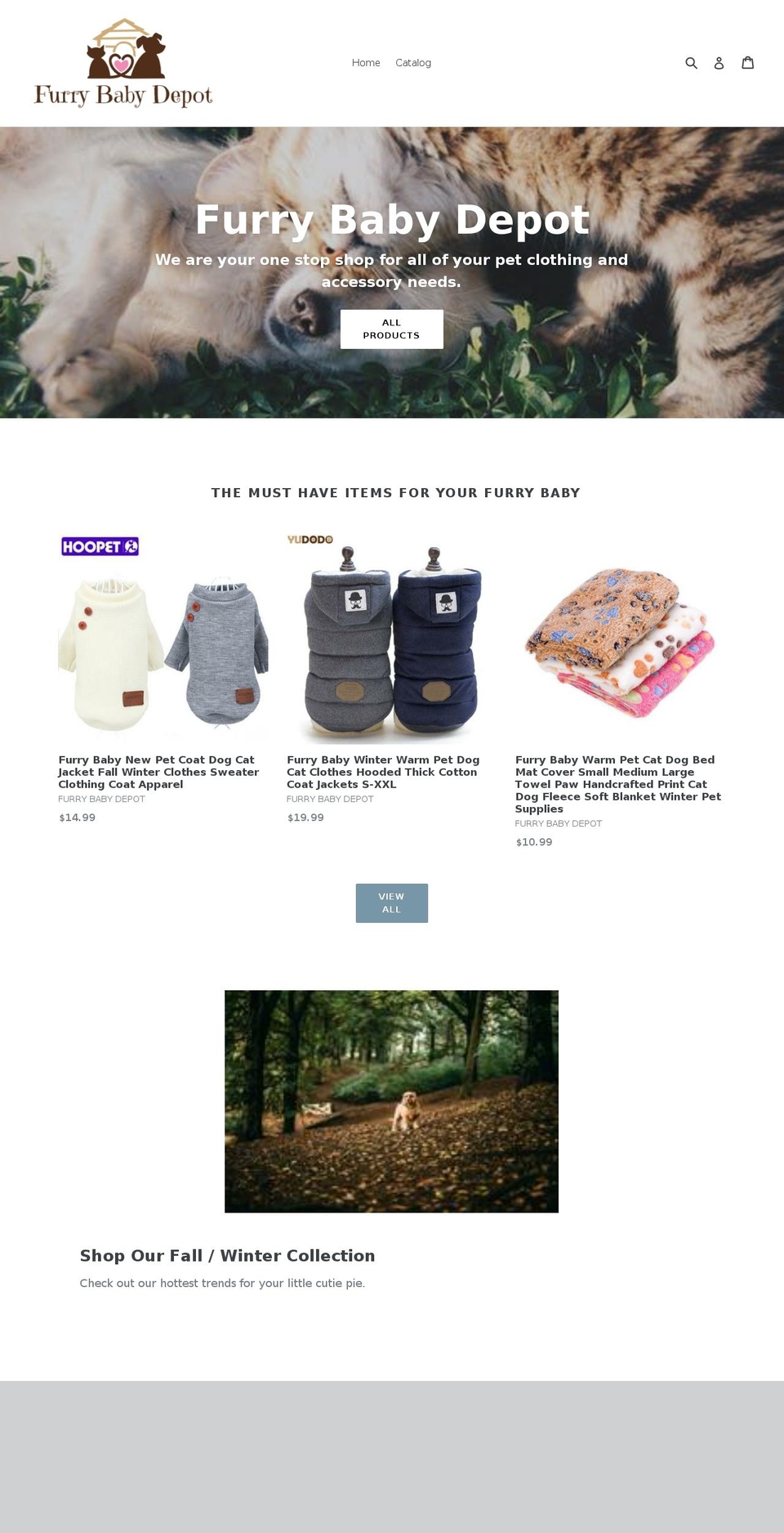 furrybabydepot.com — Shopify storefront screenshot