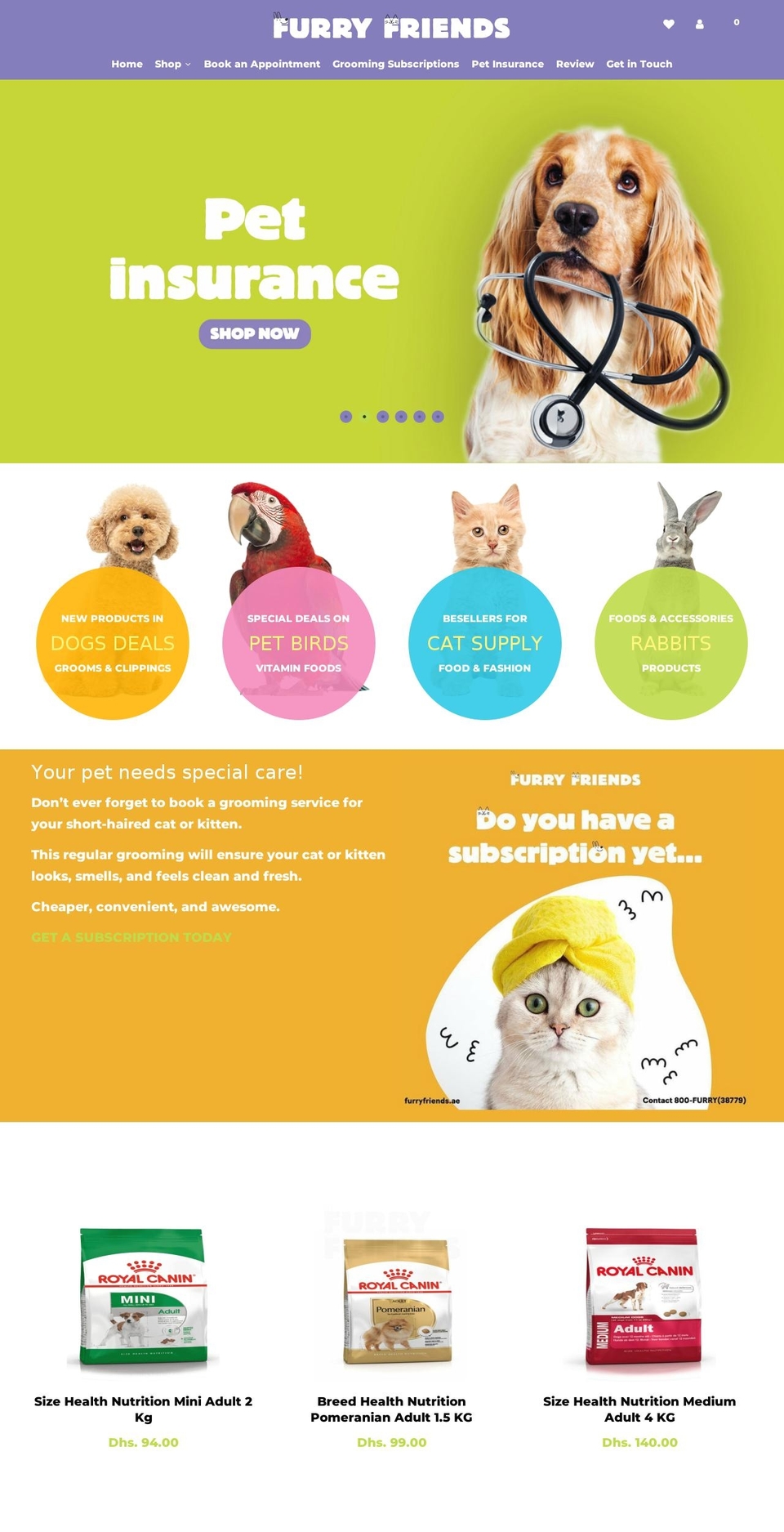 furryfriends.ae shopify website screenshot