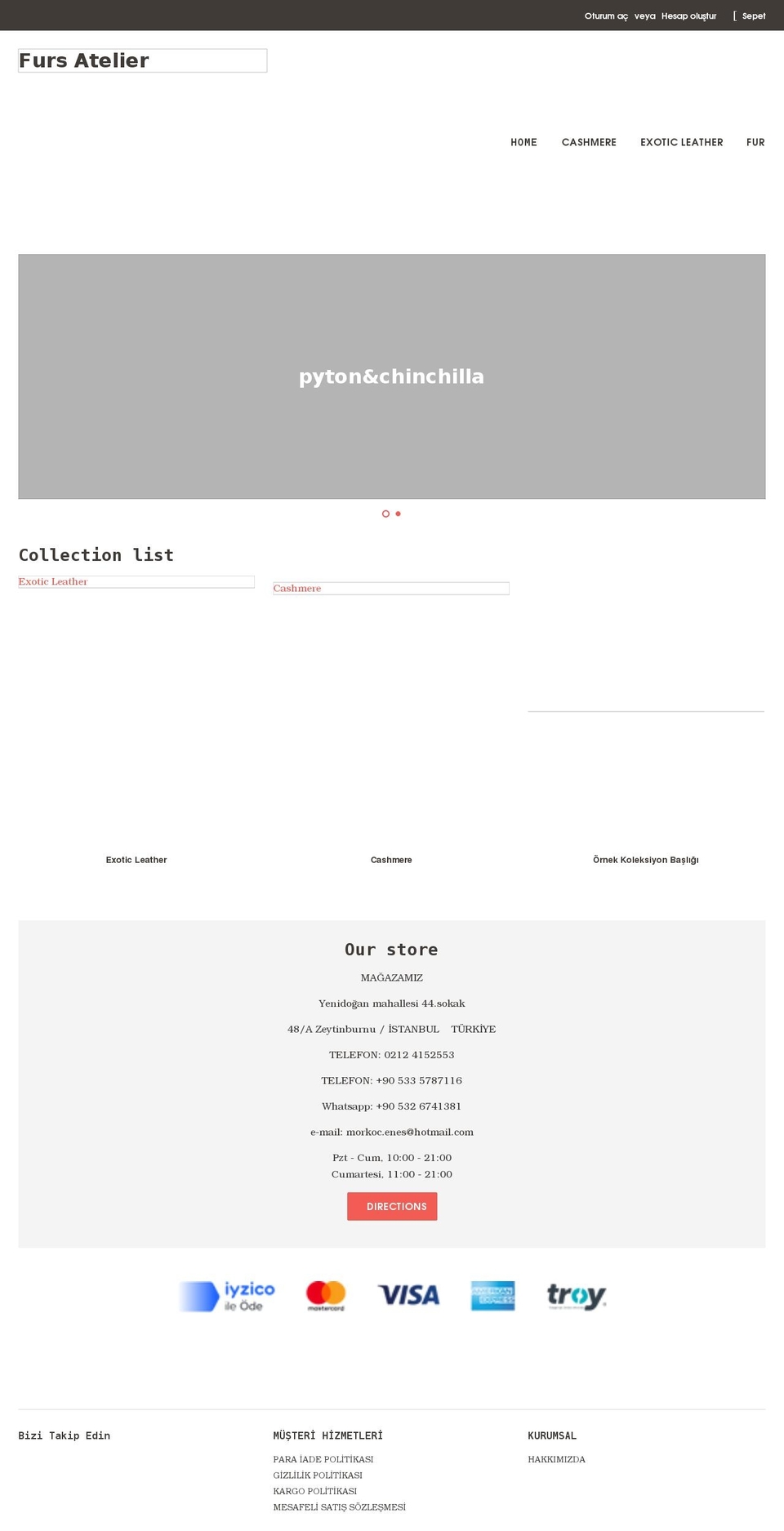 fursatelier.com shopify website screenshot
