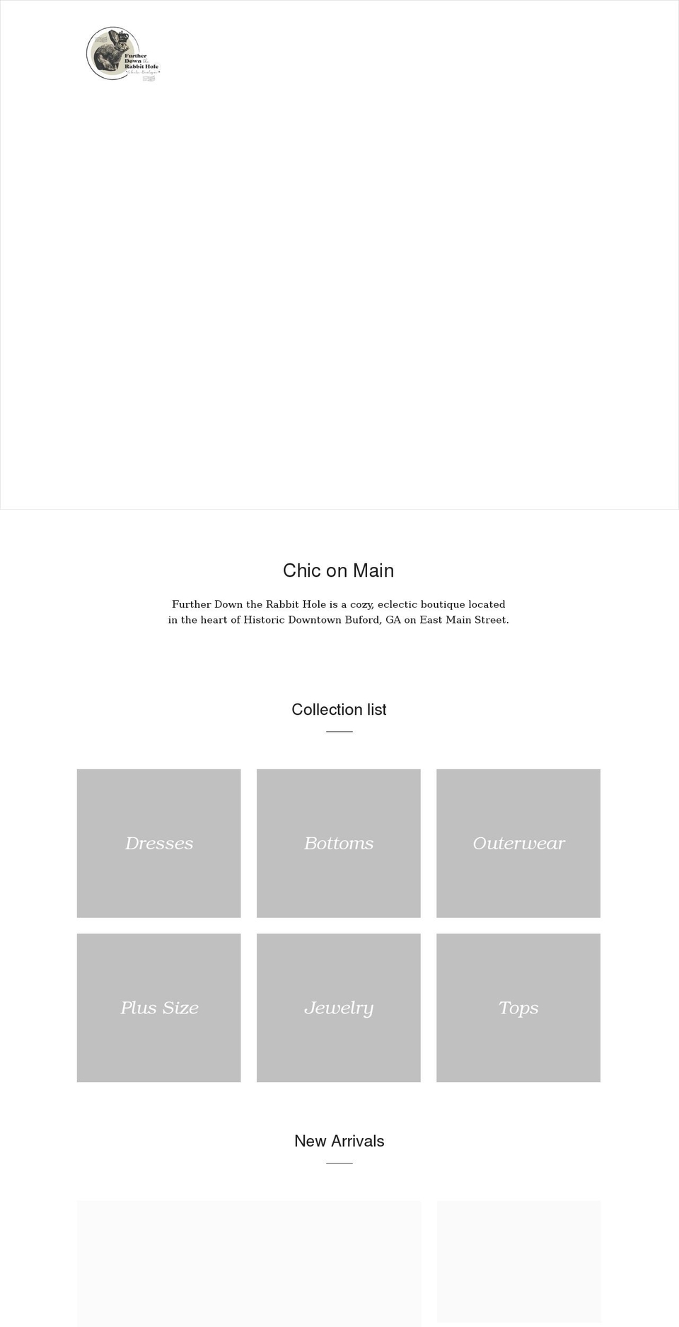 furtherdowntherabbitholeboutique.com shopify website screenshot
