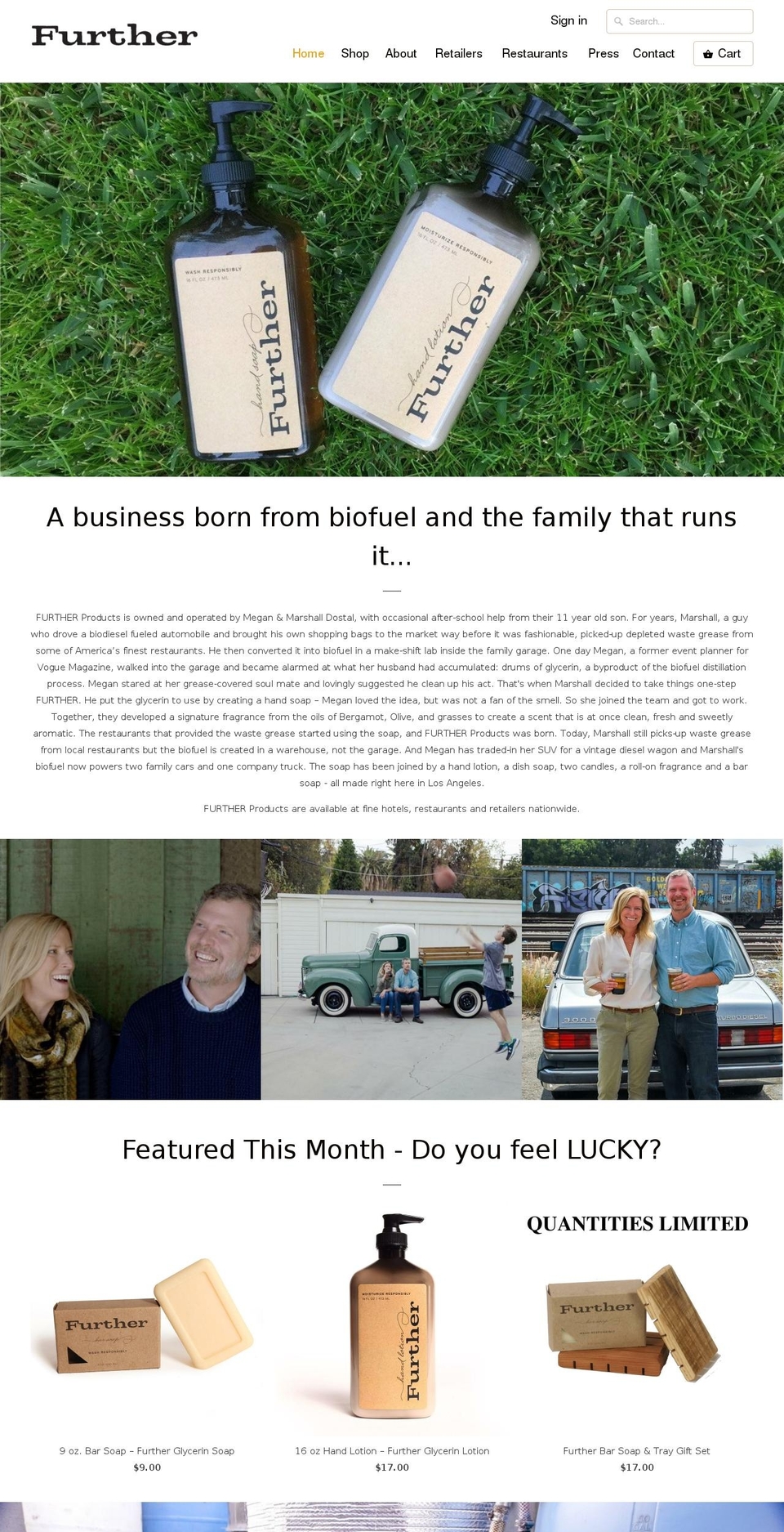 furtherproducts.com shopify website screenshot