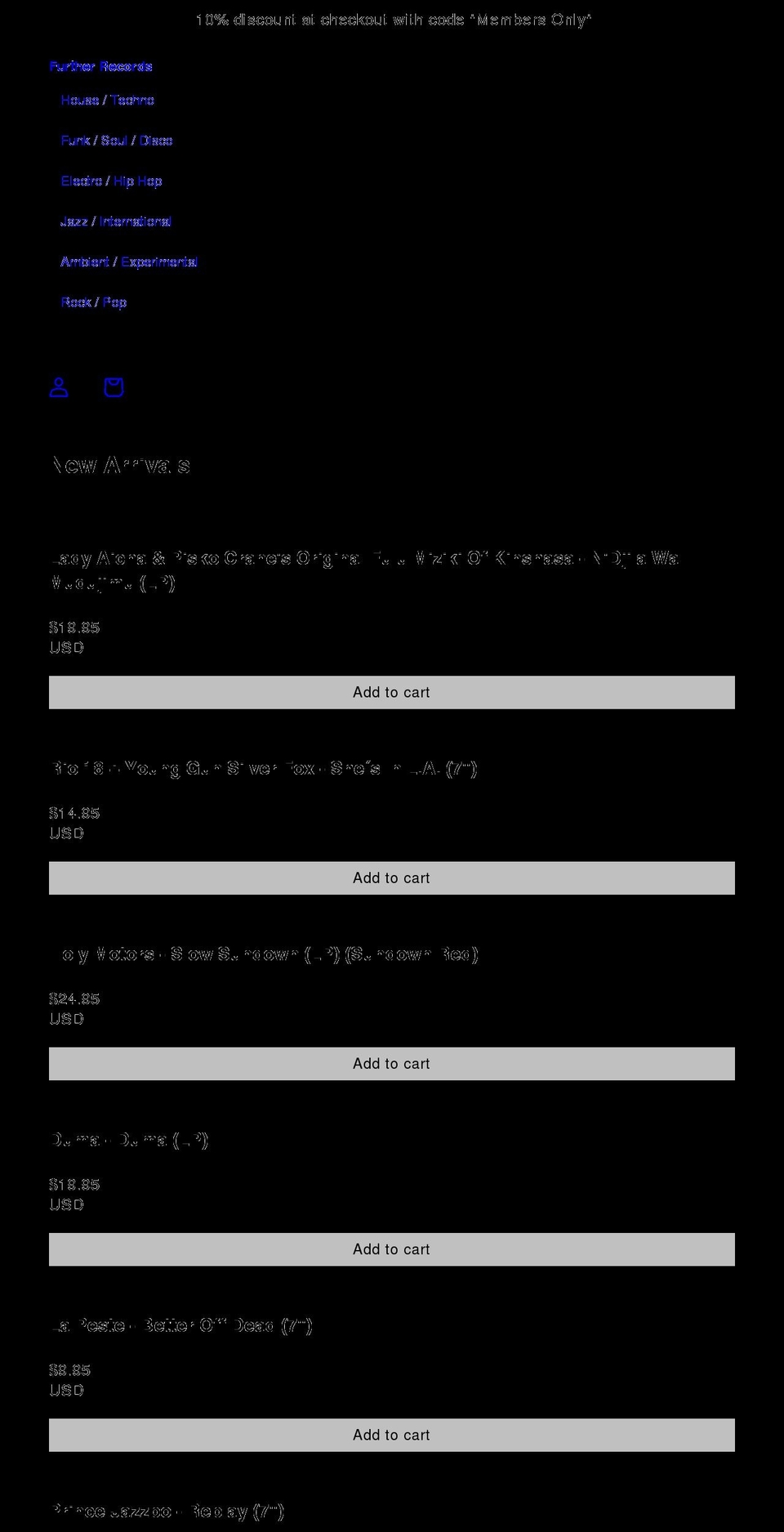 furtherrecords.com shopify website screenshot
