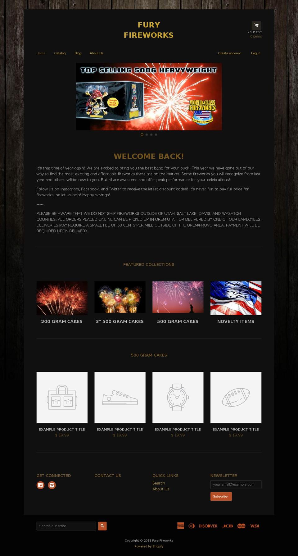furyfireworks.com shopify website screenshot