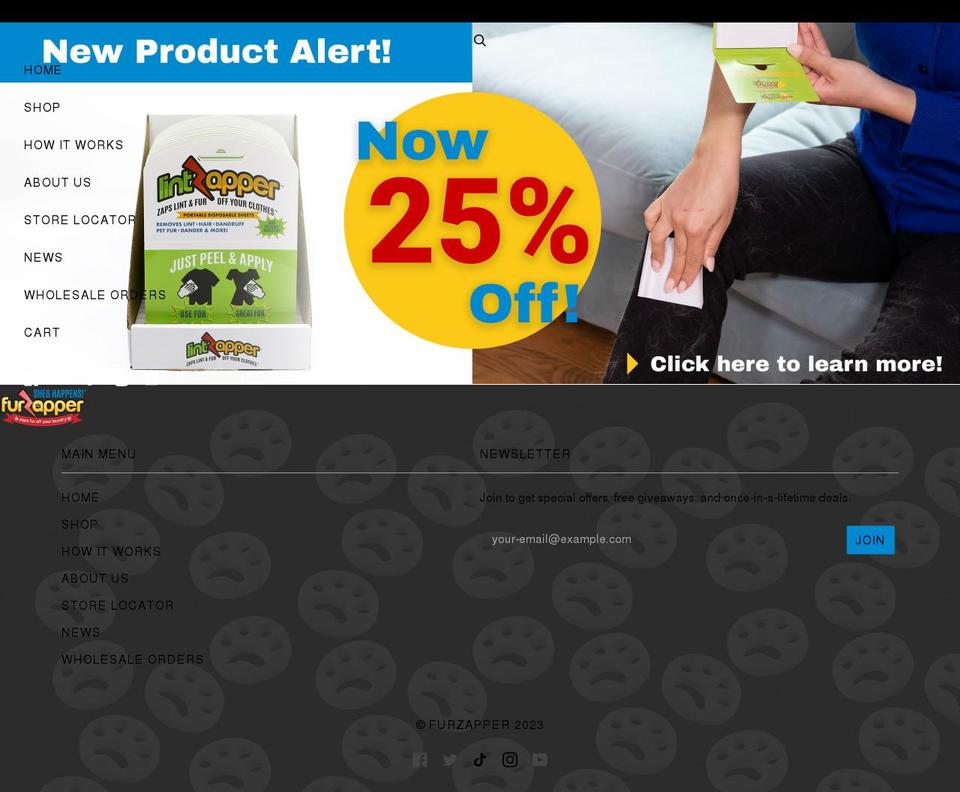 furzapper.com shopify website screenshot