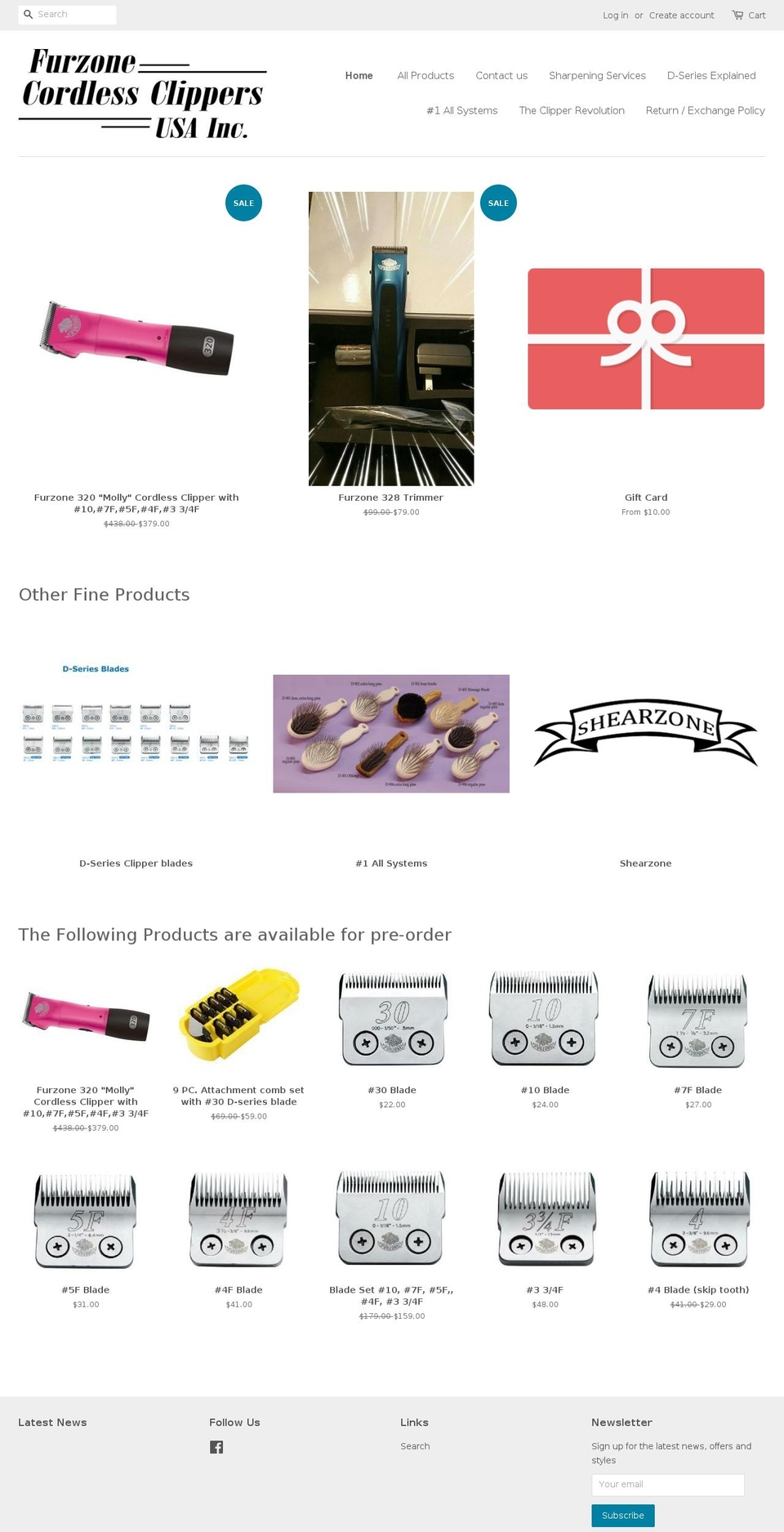 furzoneclippers.com — Shopify storefront screenshot