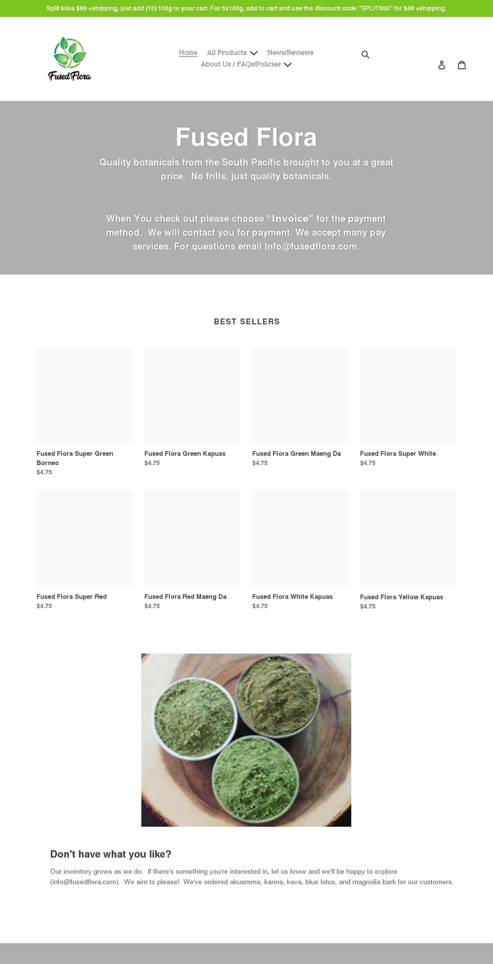 fusedflora.com shopify website screenshot