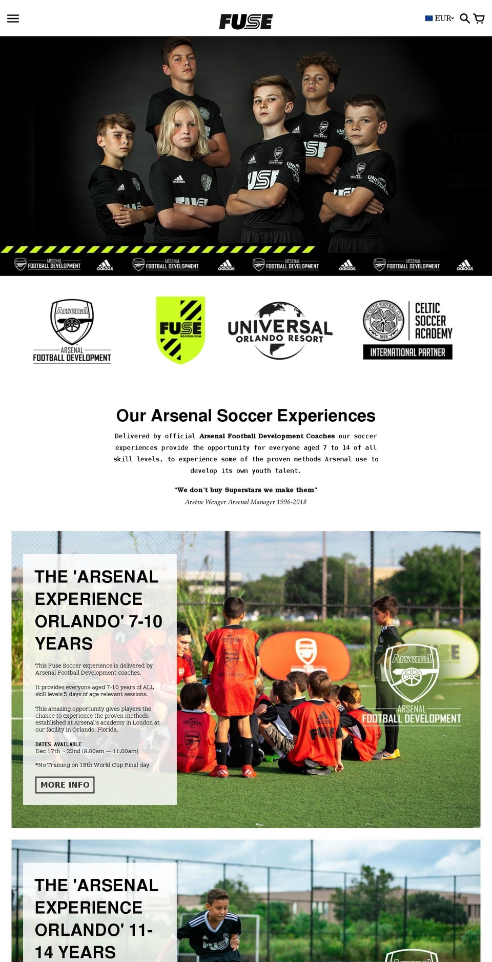 fusesoccer.com — Shopify storefront screenshot