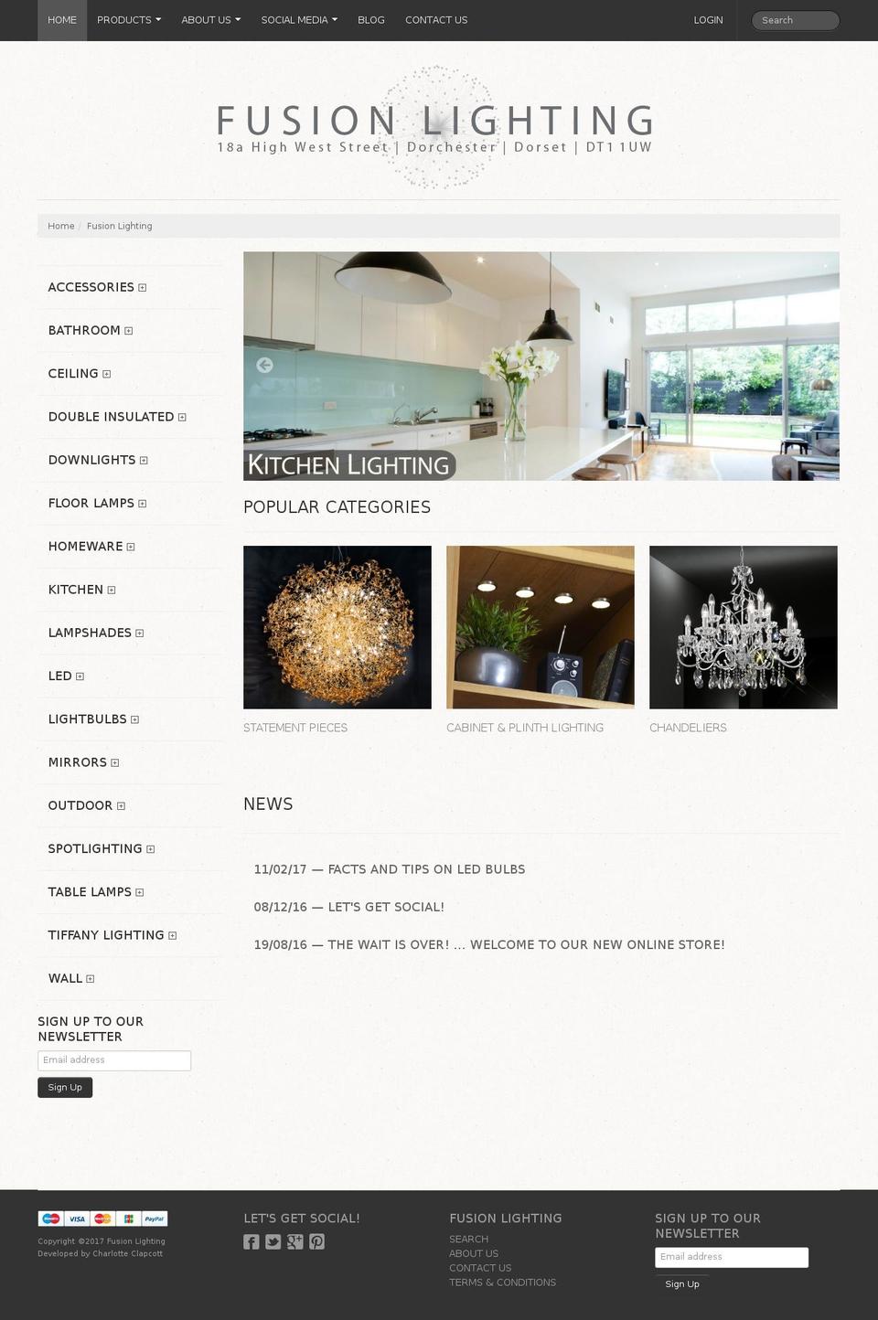 fusion-lighting.co.uk shopify website screenshot