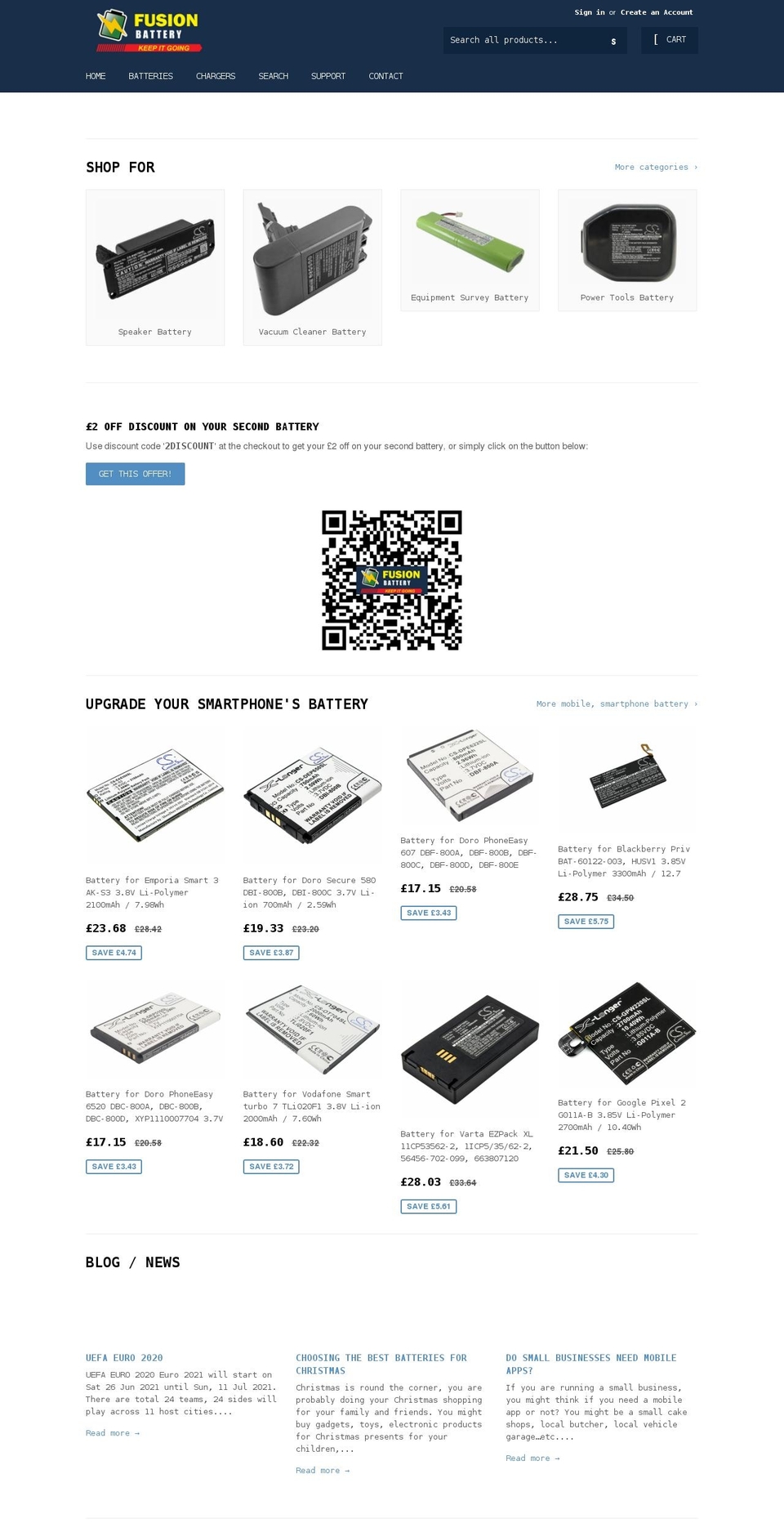 fusionbattery.co.uk shopify website screenshot