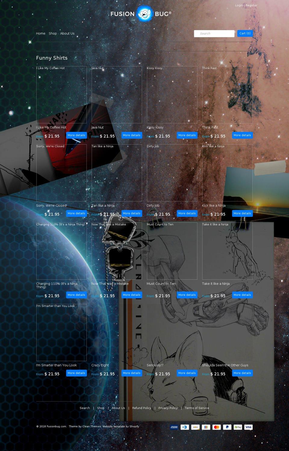 Fusionbug Space Shopify theme site example fusionbug.com