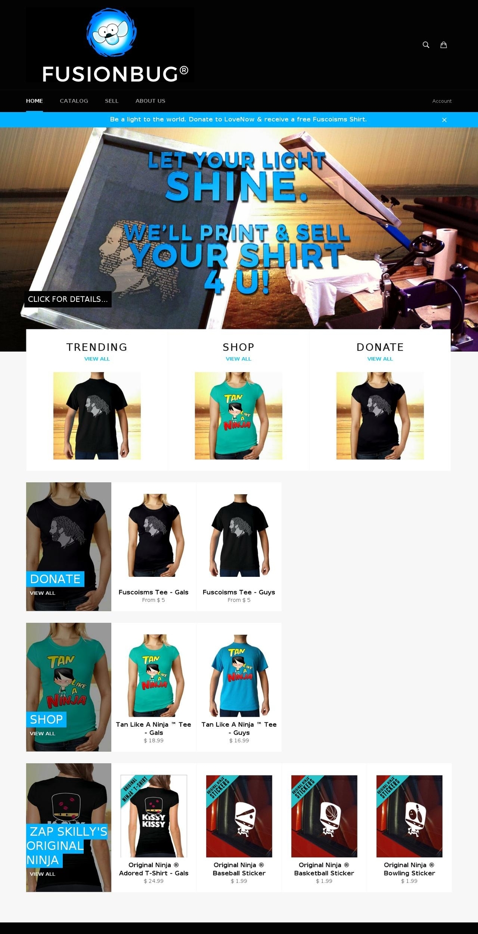 fusionbugshop.com shopify website screenshot