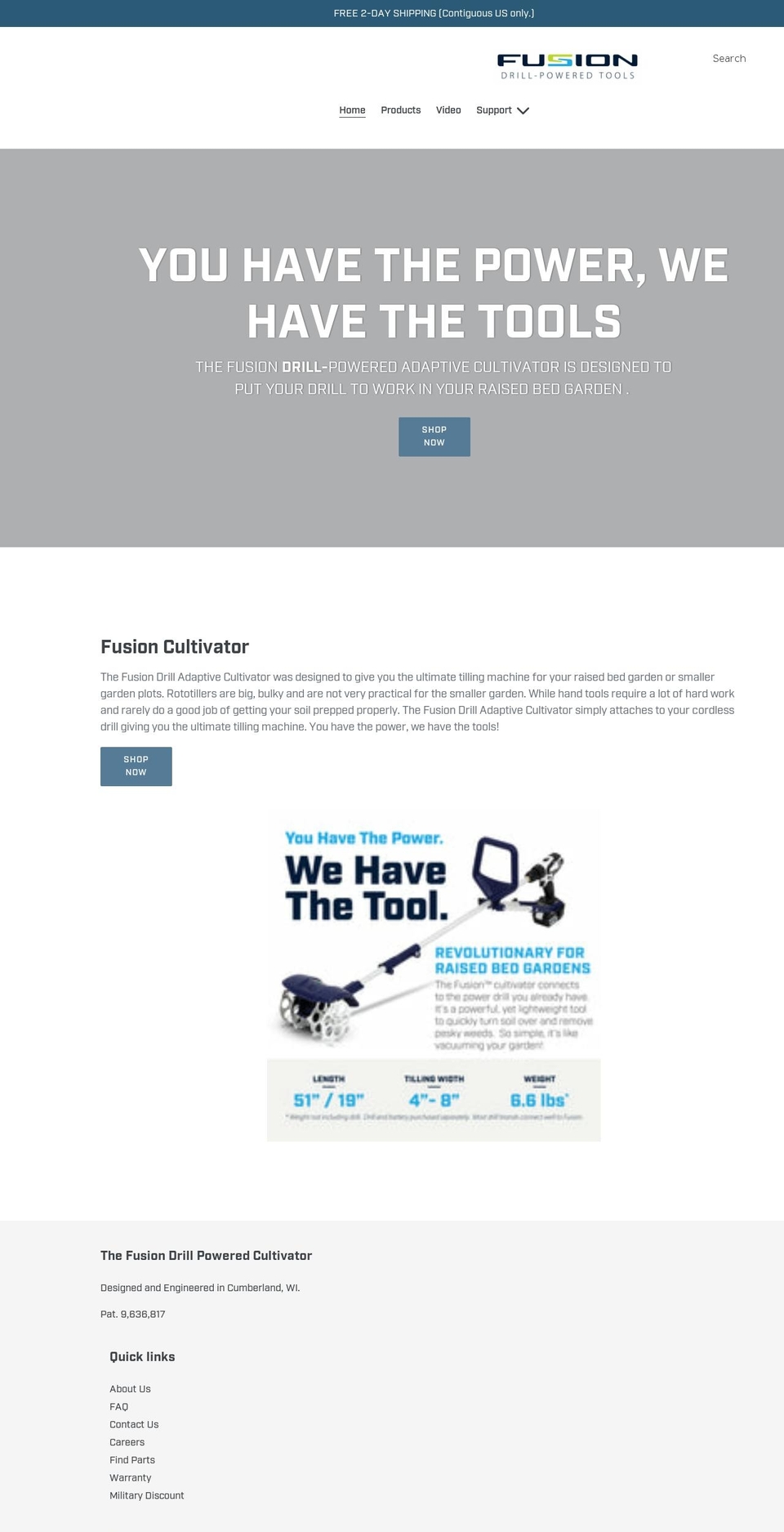 fusiondrillpowered.com shopify website screenshot