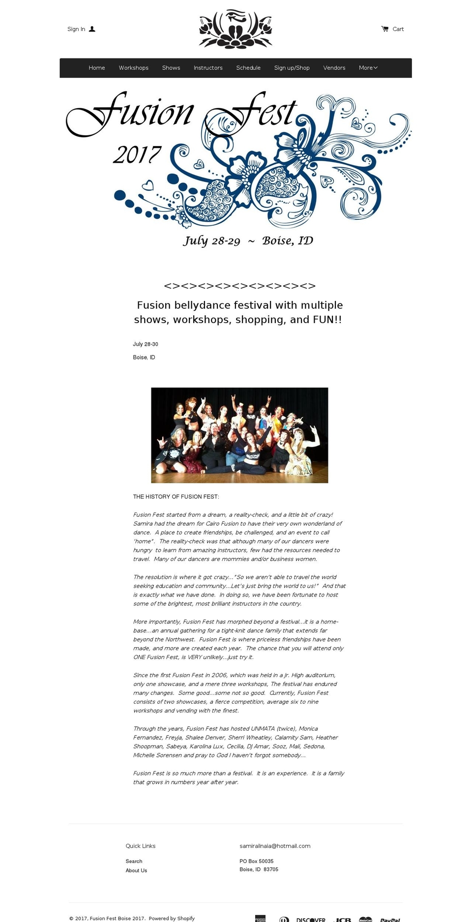 fusionfestboise.com shopify website screenshot