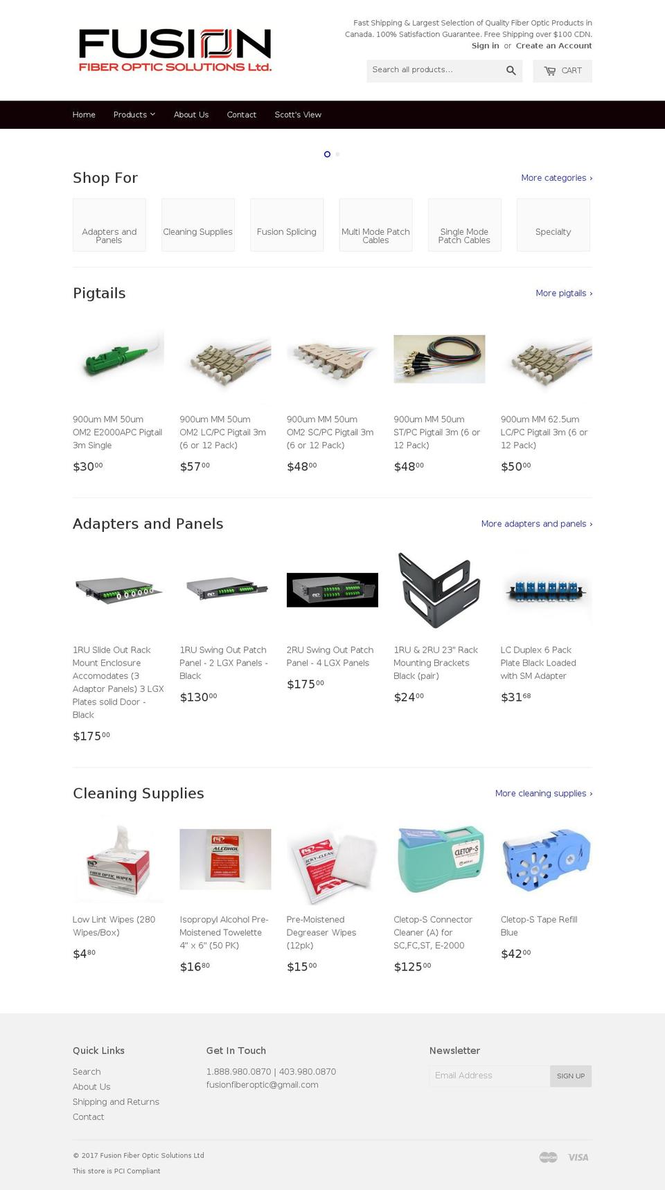 fusionfiberoptic.ca shopify website screenshot