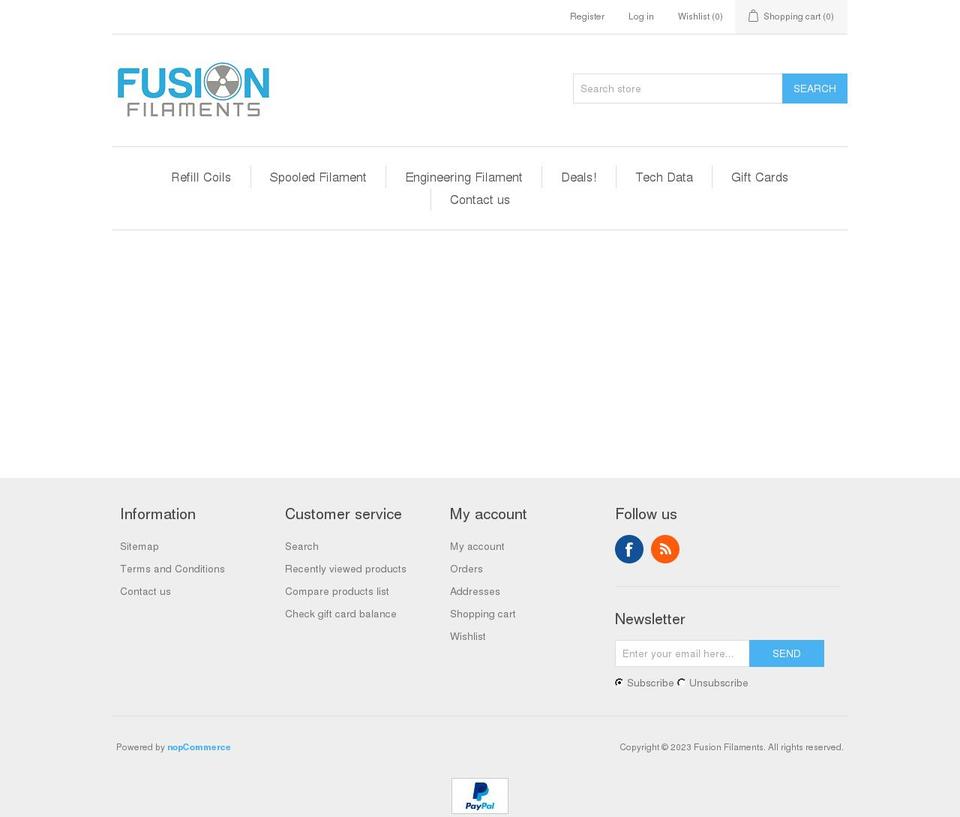 fusionfilaments.com — Shopify storefront screenshot