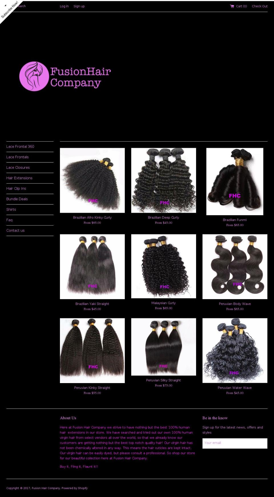 fusionhaircompany.com shopify website screenshot