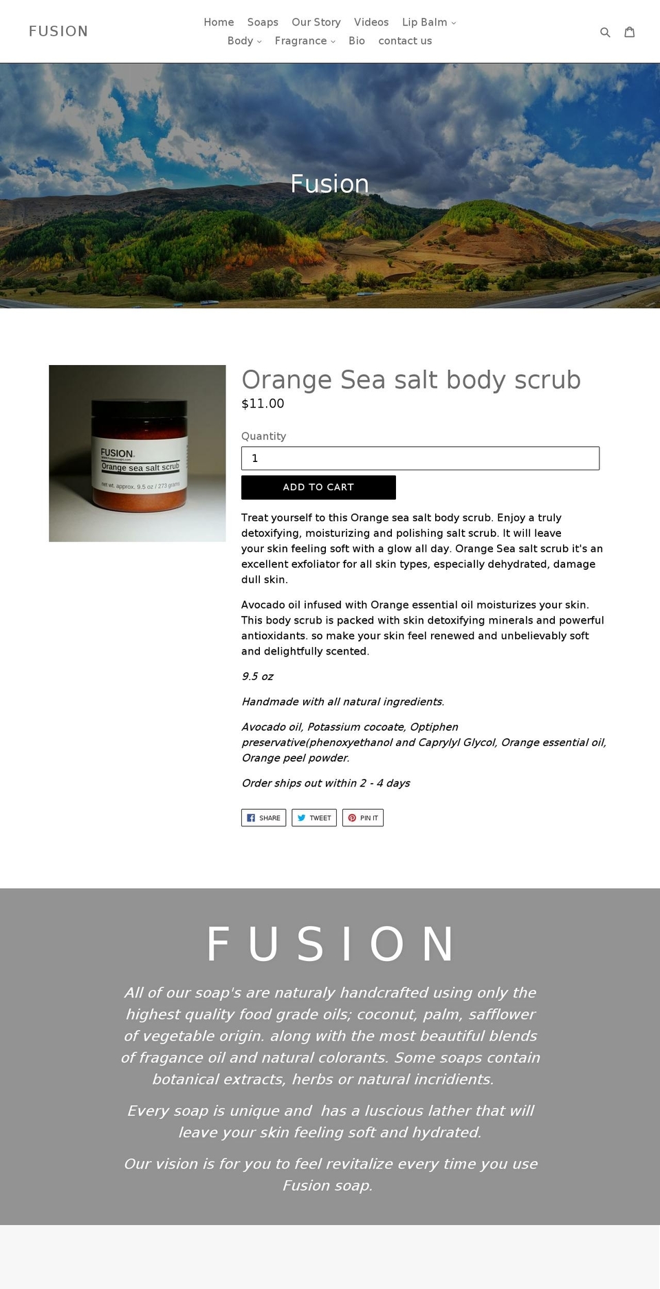 fusionsoaps.com — Shopify storefront screenshot