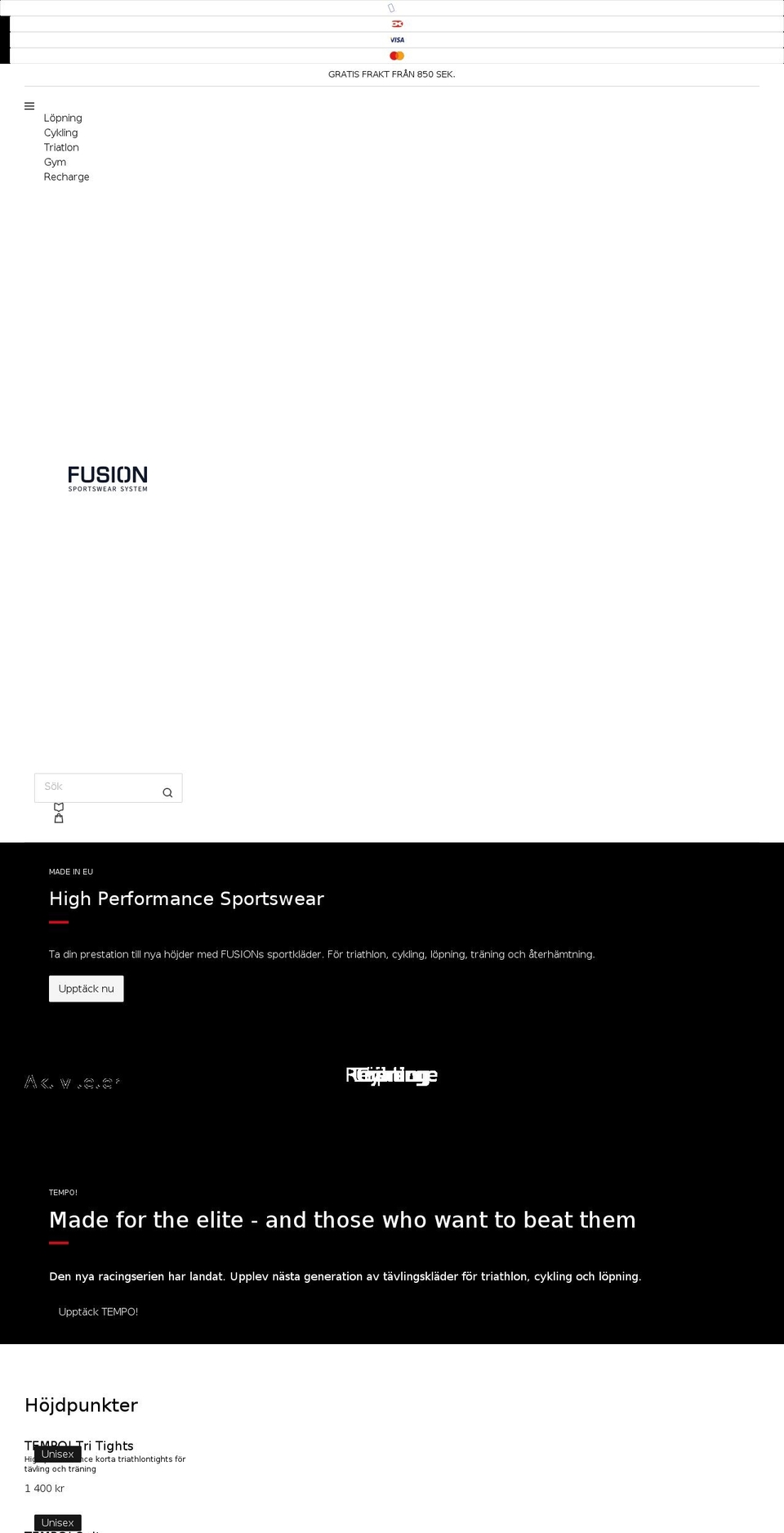 fusionworld.se shopify website screenshot