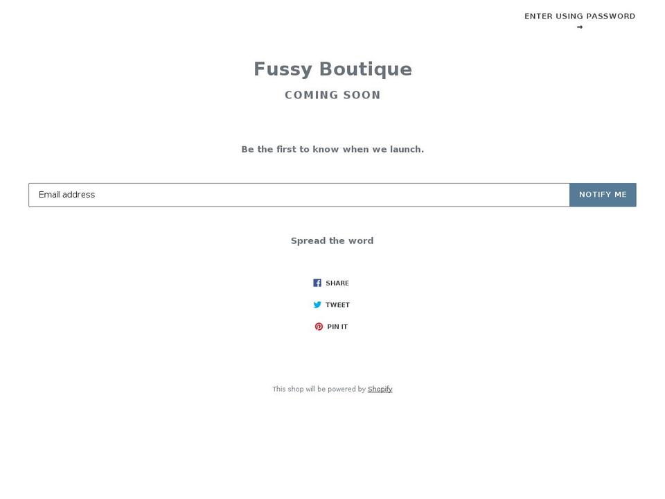 fussyboutique.com — Shopify storefront screenshot