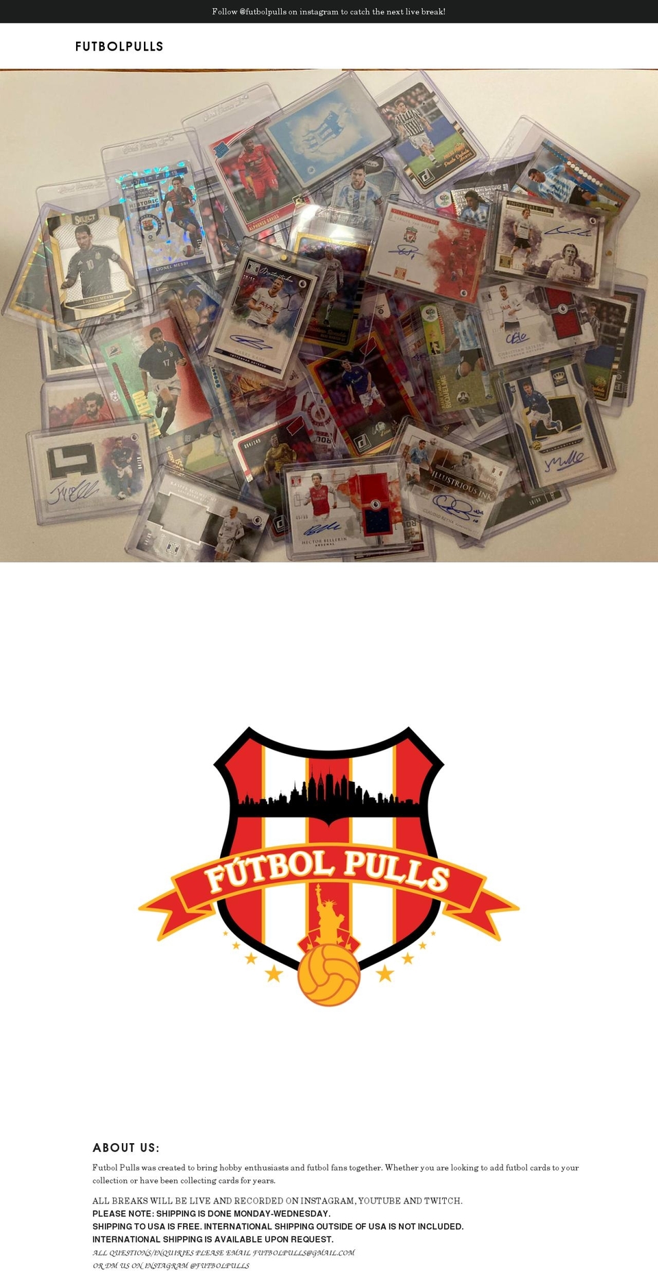 futbolpulls.com shopify website screenshot