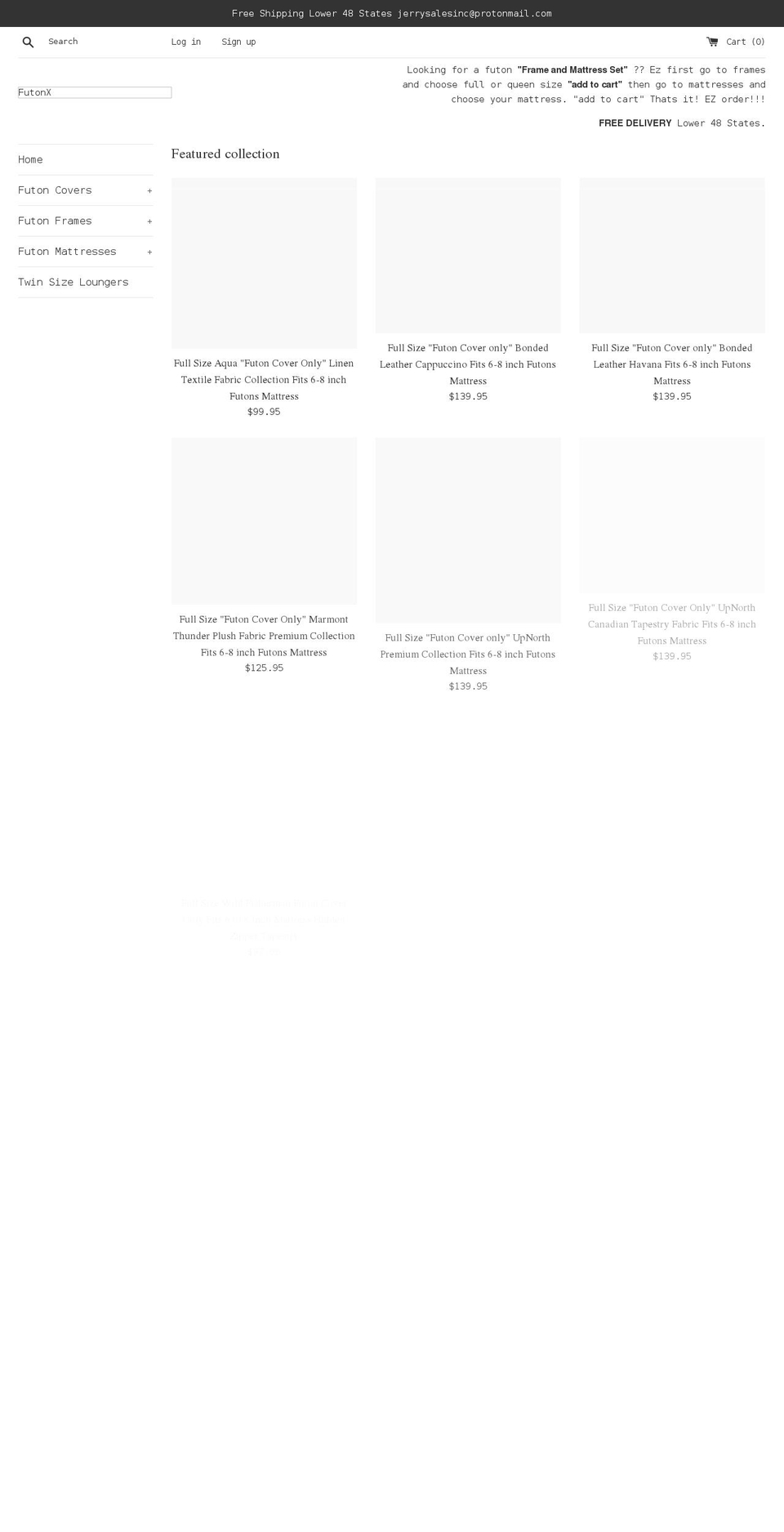 futonx.com shopify website screenshot