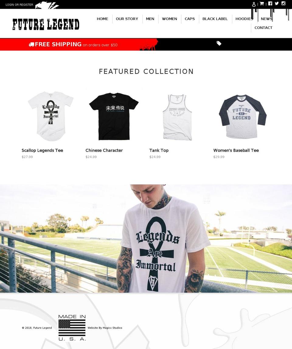 Legend Shopify theme site example futurelegend.com