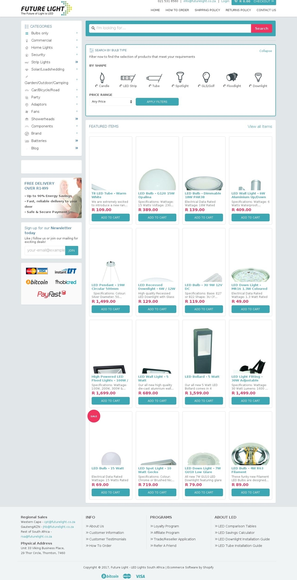 futurelight.co.za shopify website screenshot