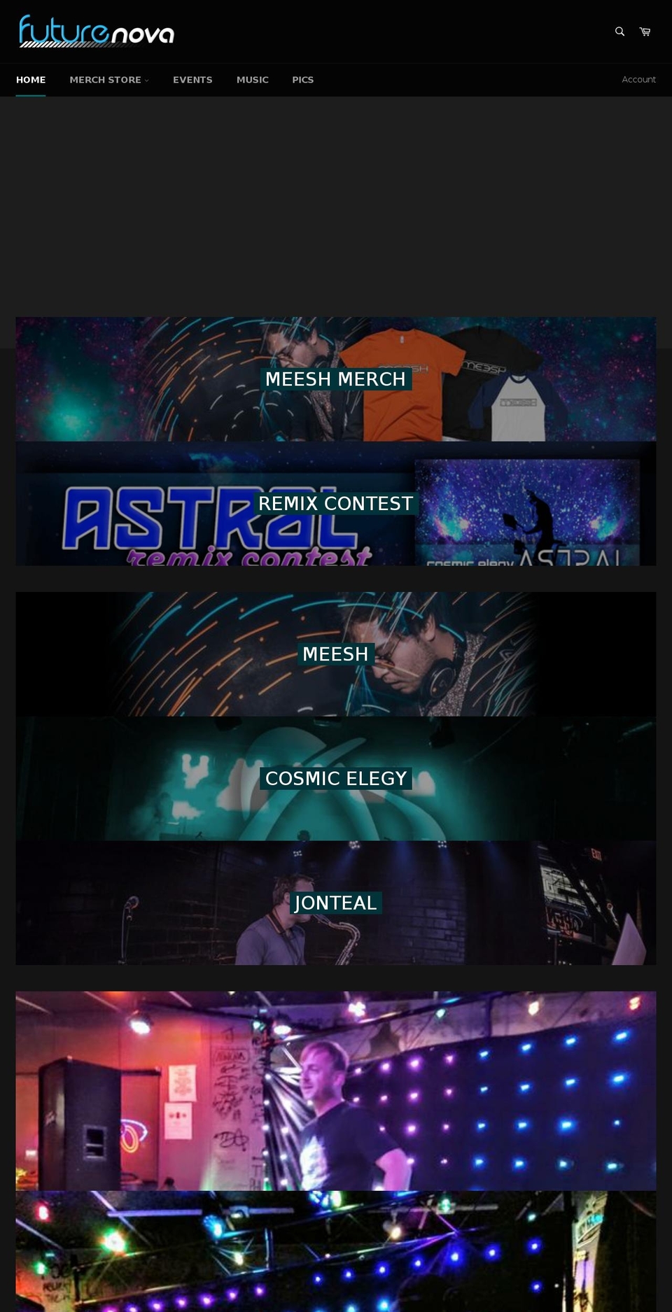 futurenovaproductions.com — Shopify storefront screenshot