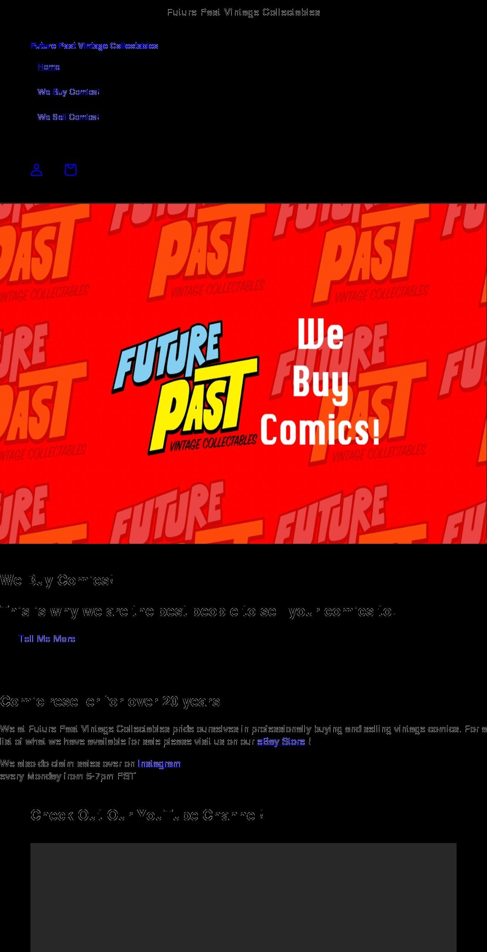 futurepastvintagecollectables.com shopify website screenshot