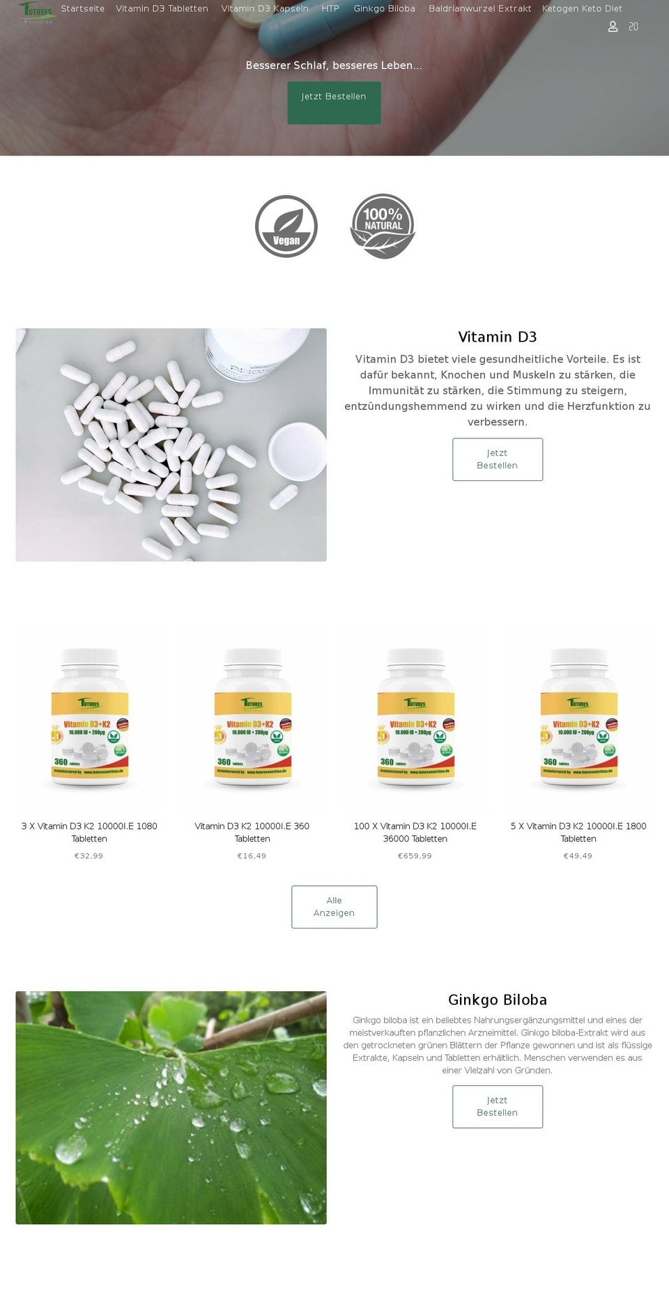 futuresnutrition.de shopify website screenshot