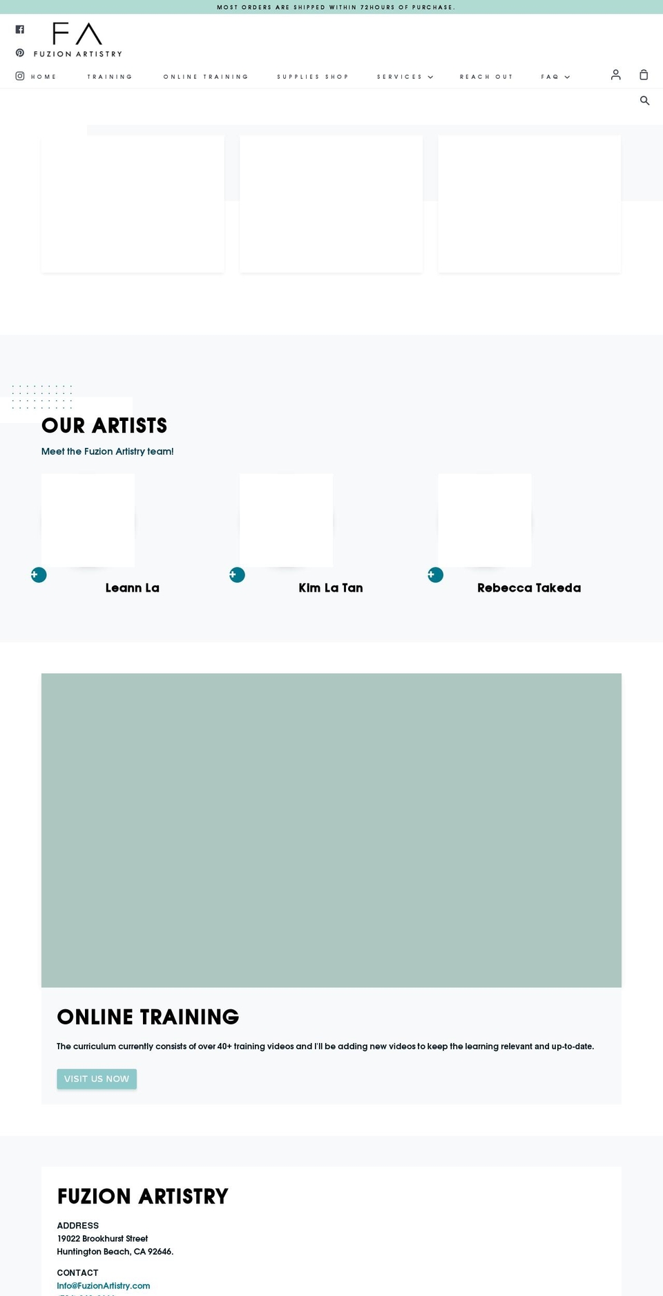 fuzionartistry.com shopify website screenshot