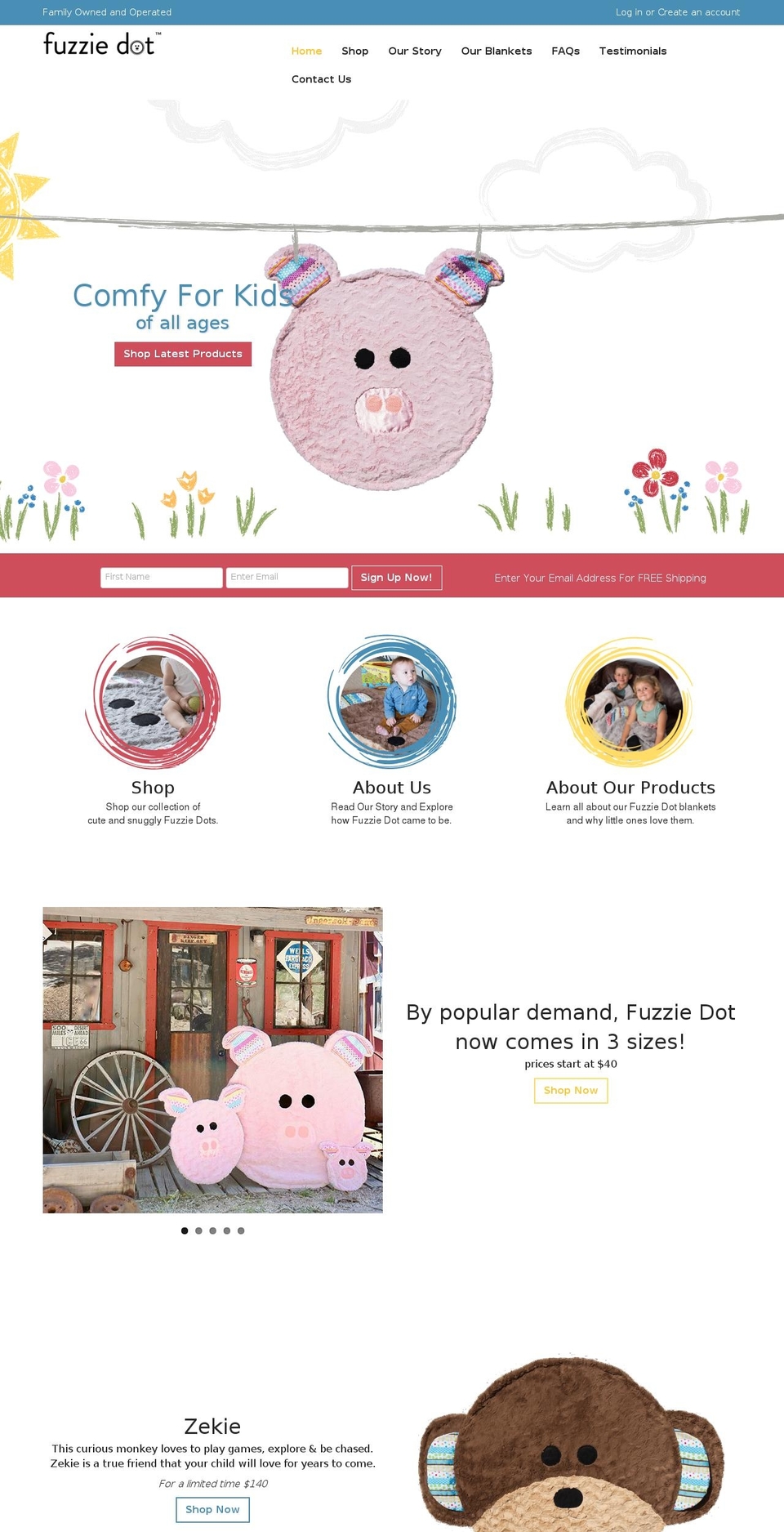 fuzziedot.com shopify website screenshot